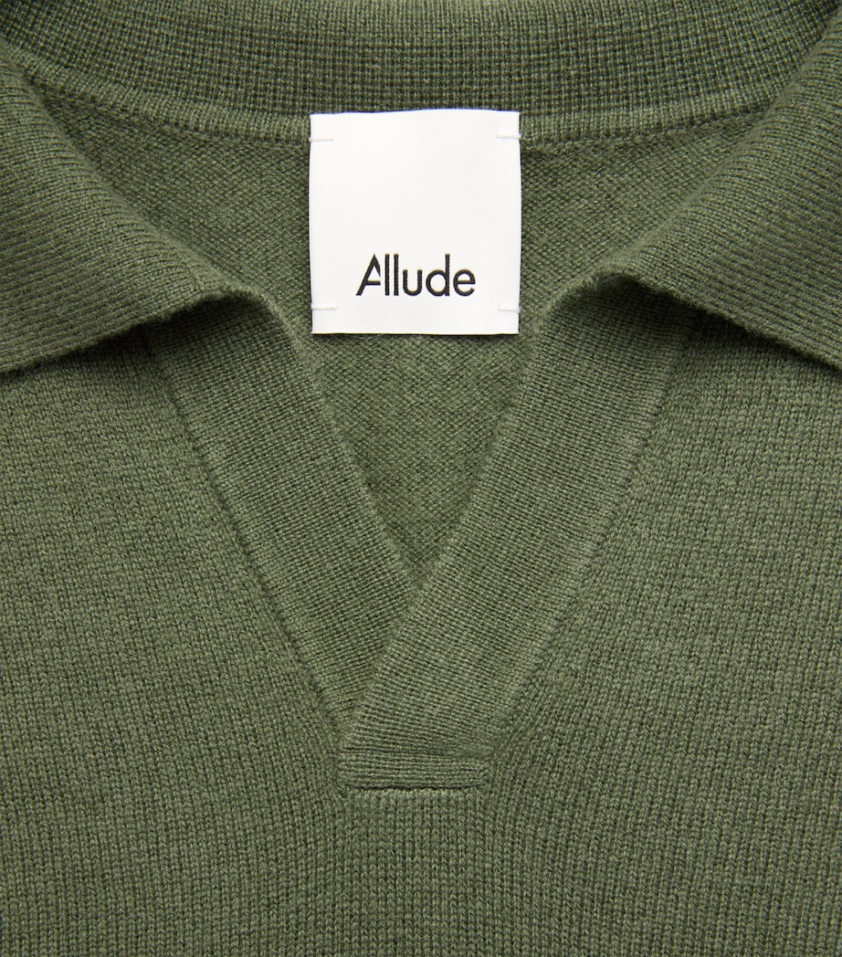Allude Mens Virgin Wool Open-Collar Polo Sweater Image 6