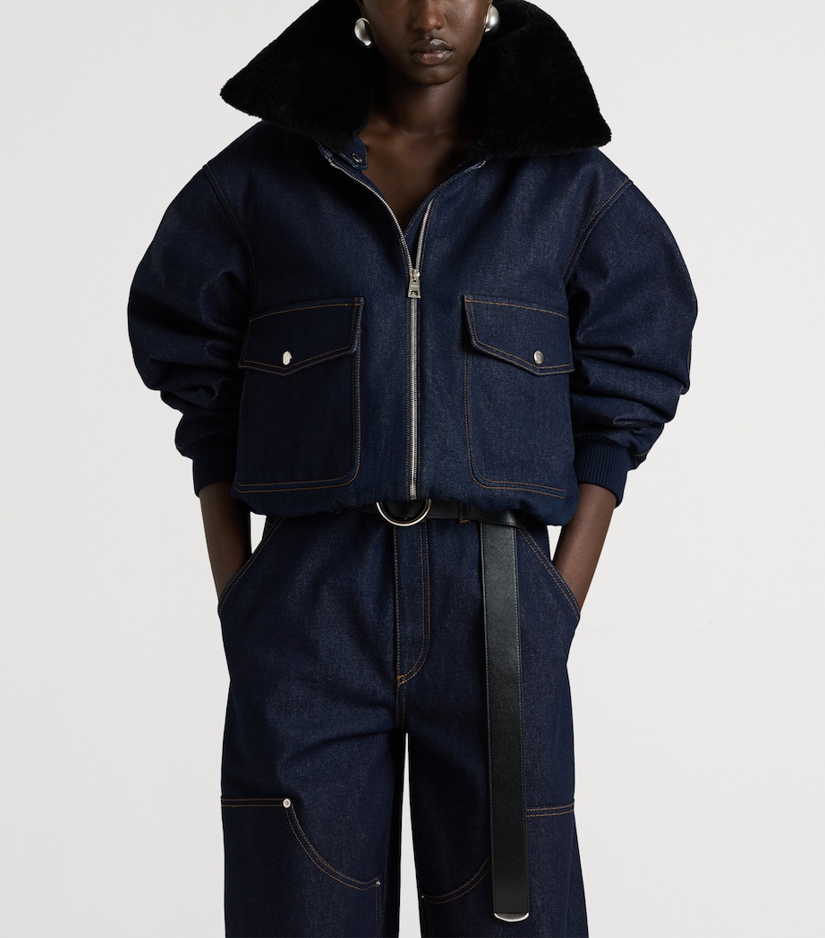 Givenchy Womens Shearling-Collar Denim Blouson Jacket Image 6
