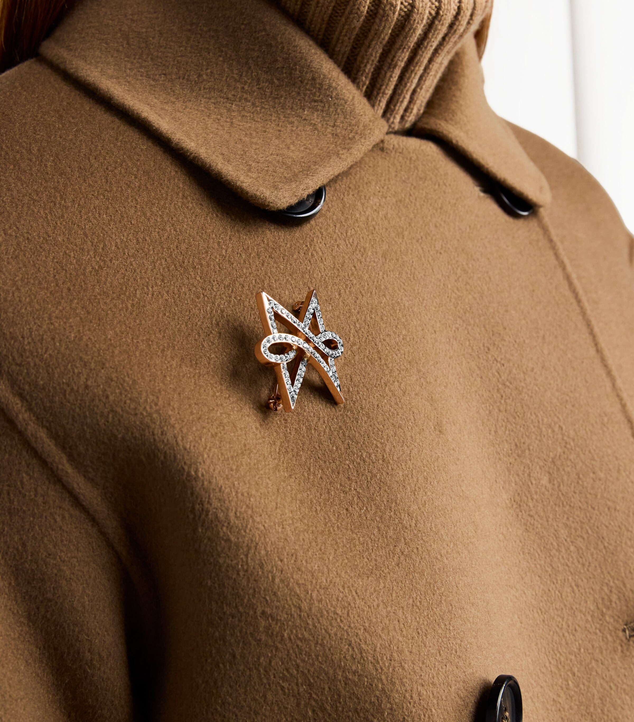 Crystal-Embellished Monogram Papillon Brooch BRONZE Image 2