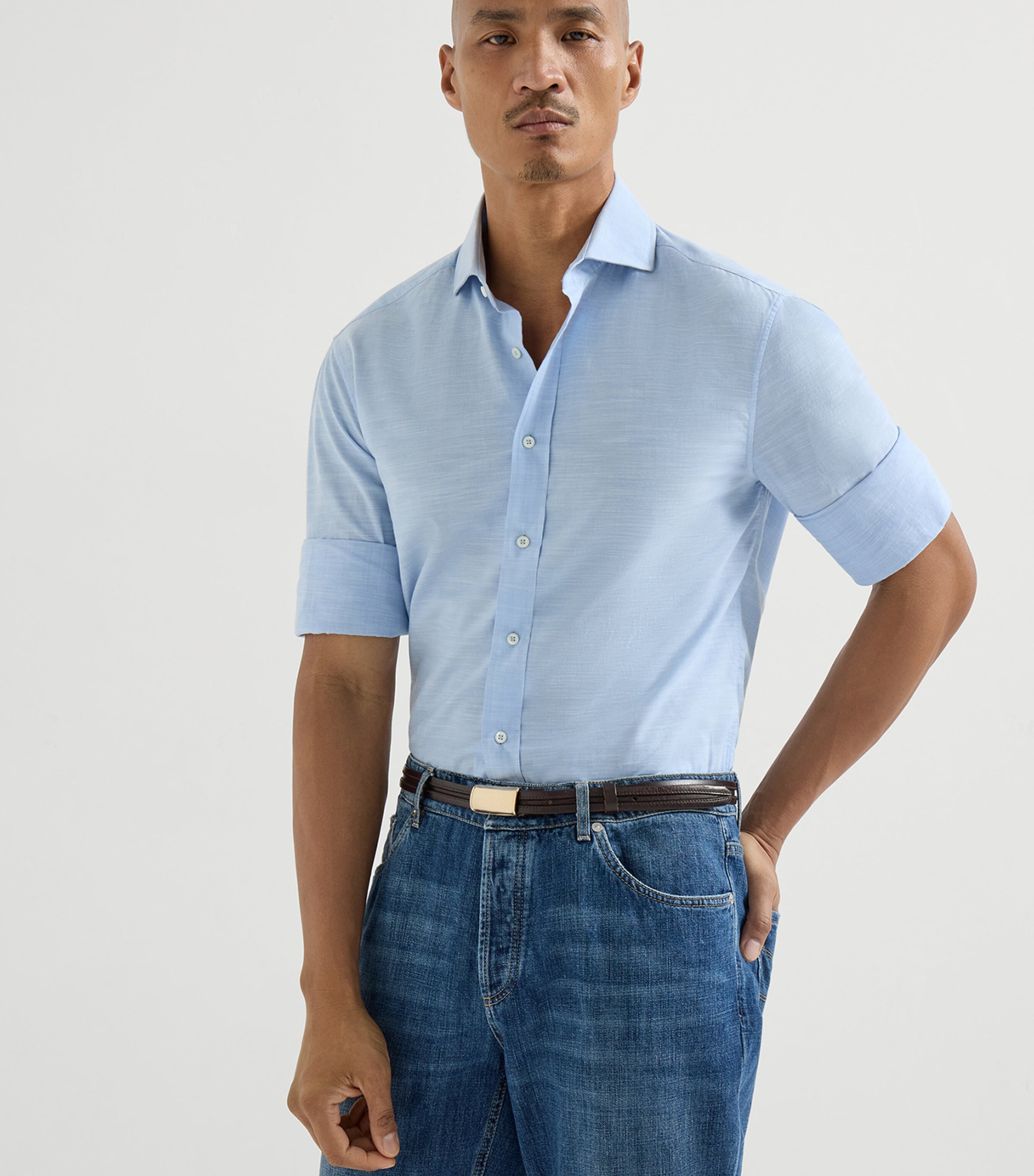 Brunello Cucinelli Mens Cotton Oxford Slim-Fit Shirt Image 4