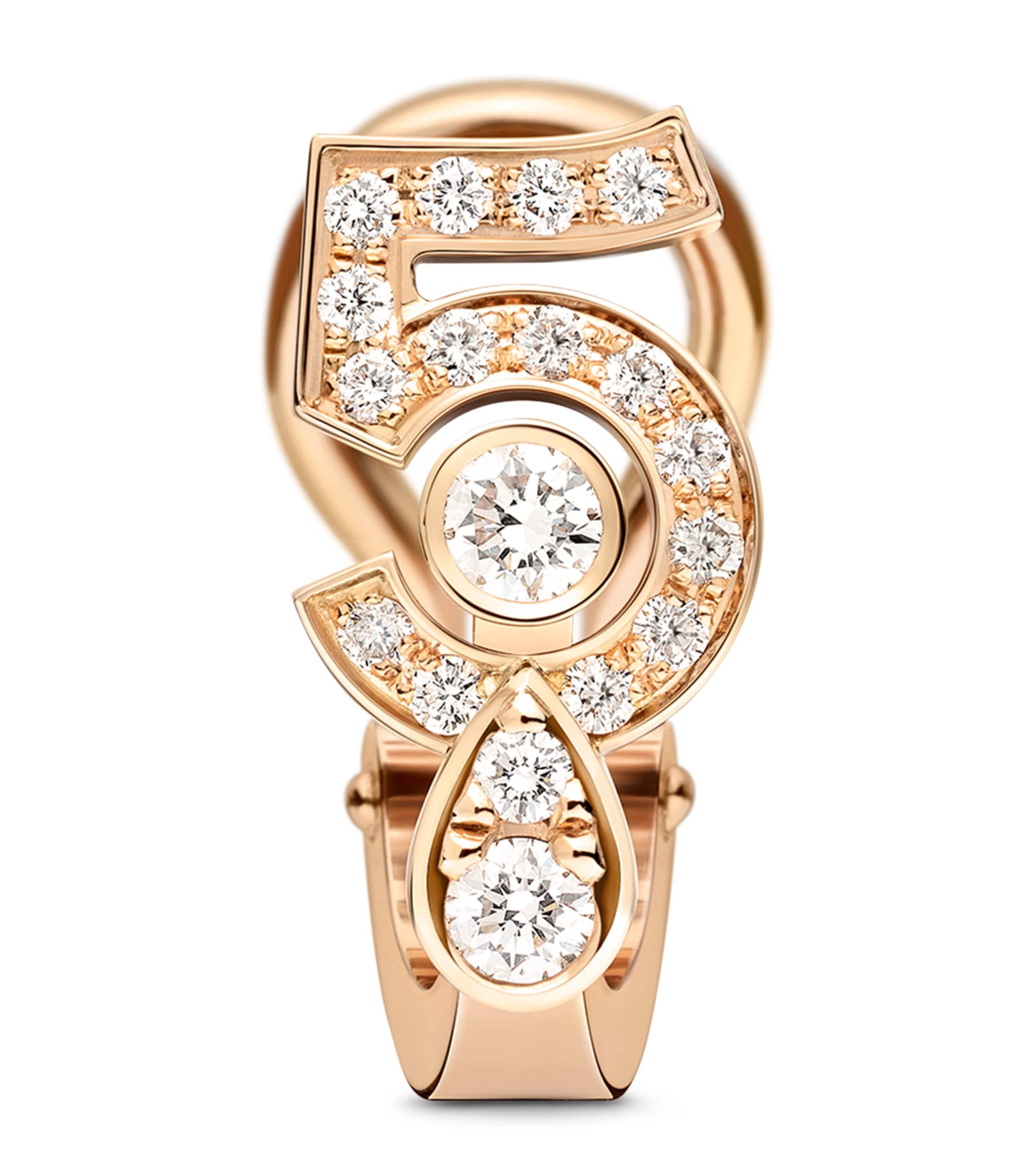 Beige Gold and Diamond N˚5 Single Clip-On Earring BEIGE Image 1