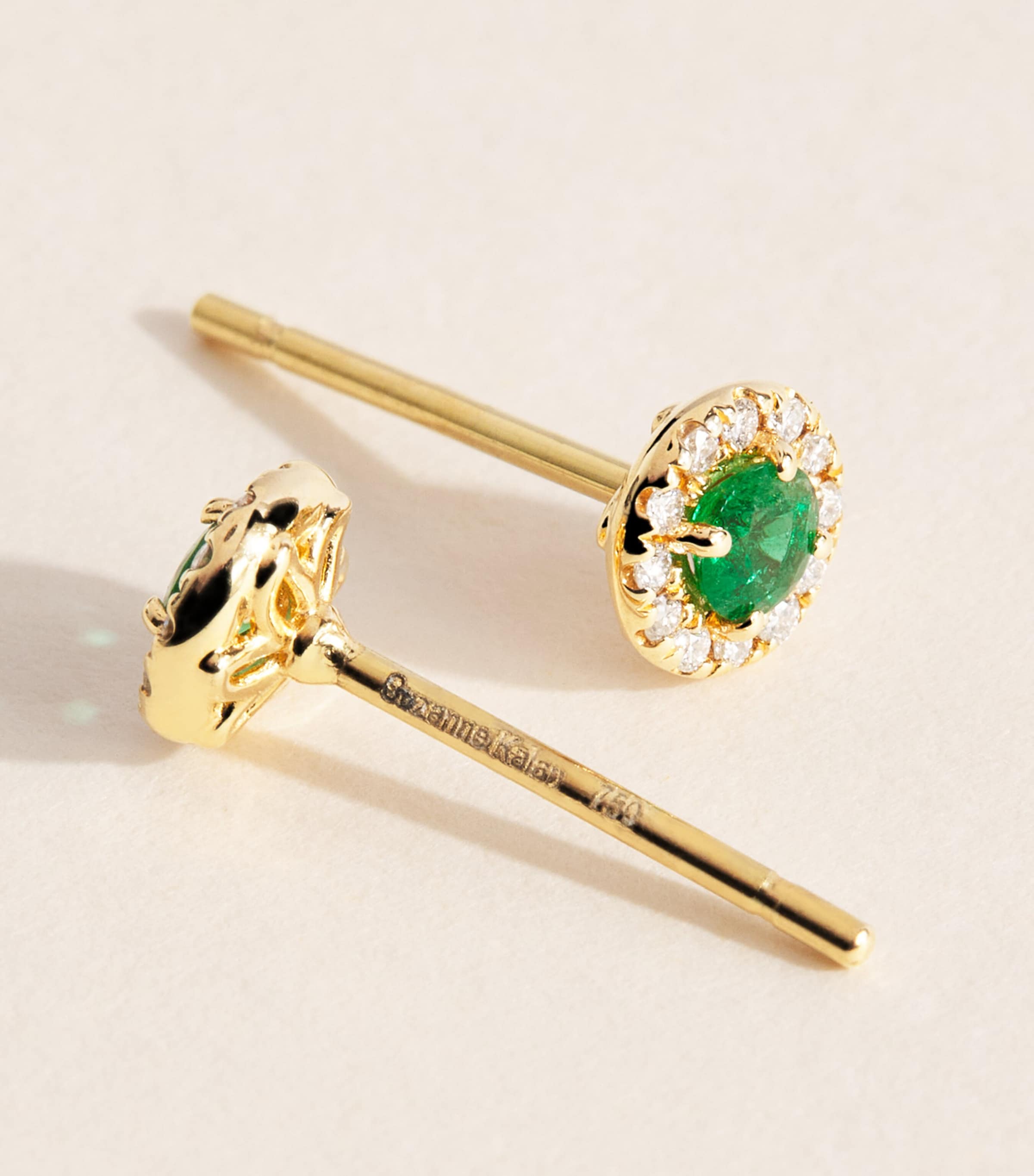 Suzanne Kalan Mini Yellow Gold, Diamond and Emerald Bold Stud Earrings Yg/emer Image 5