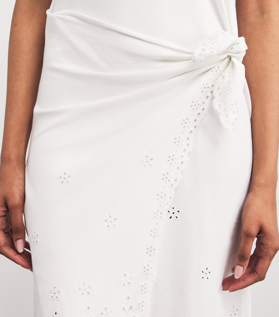 Broderie Anglaise Wrap Midi Dress WHITE Image 4