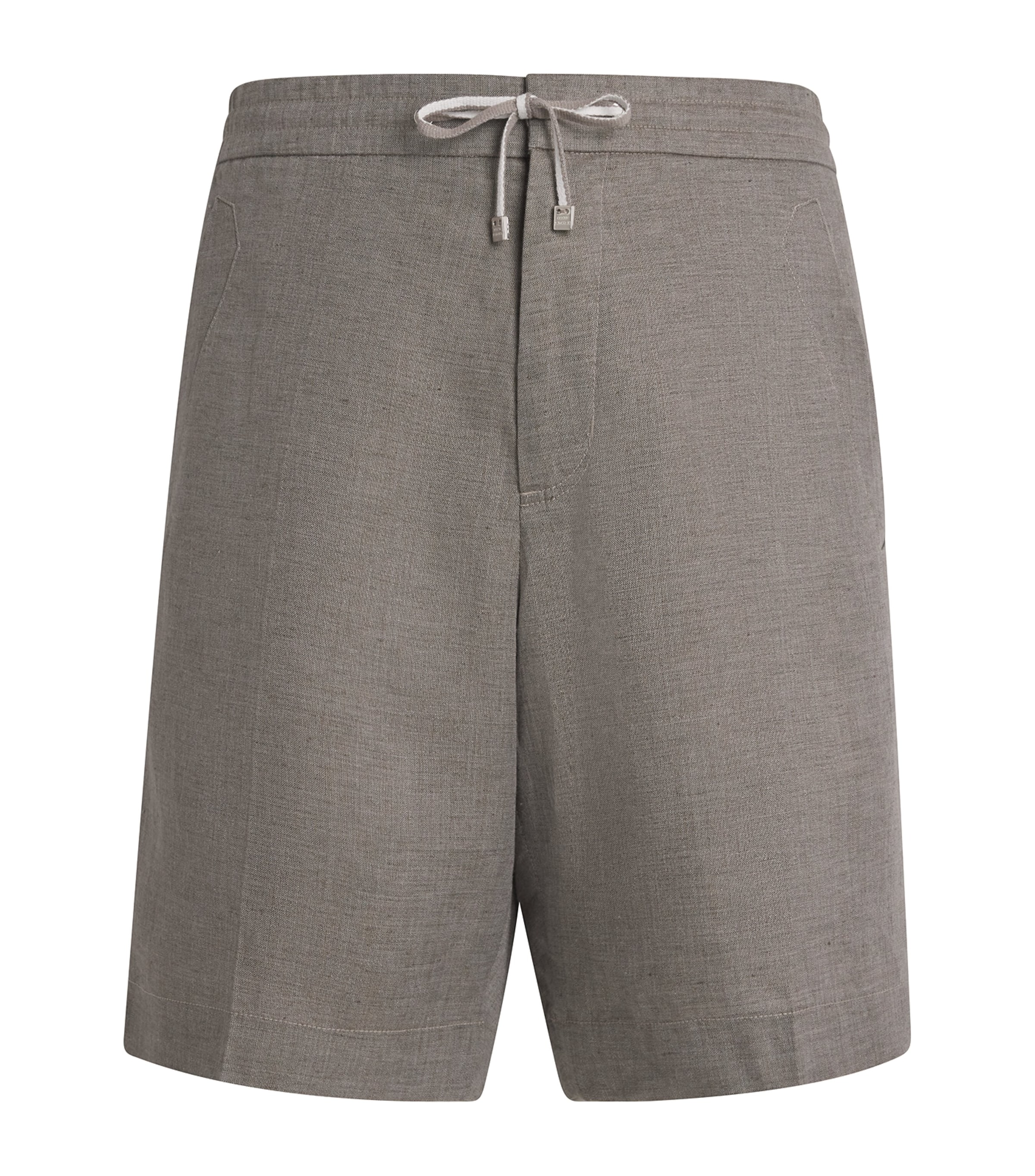 Brett Johnson Linen Drawstring Shorts In Grey