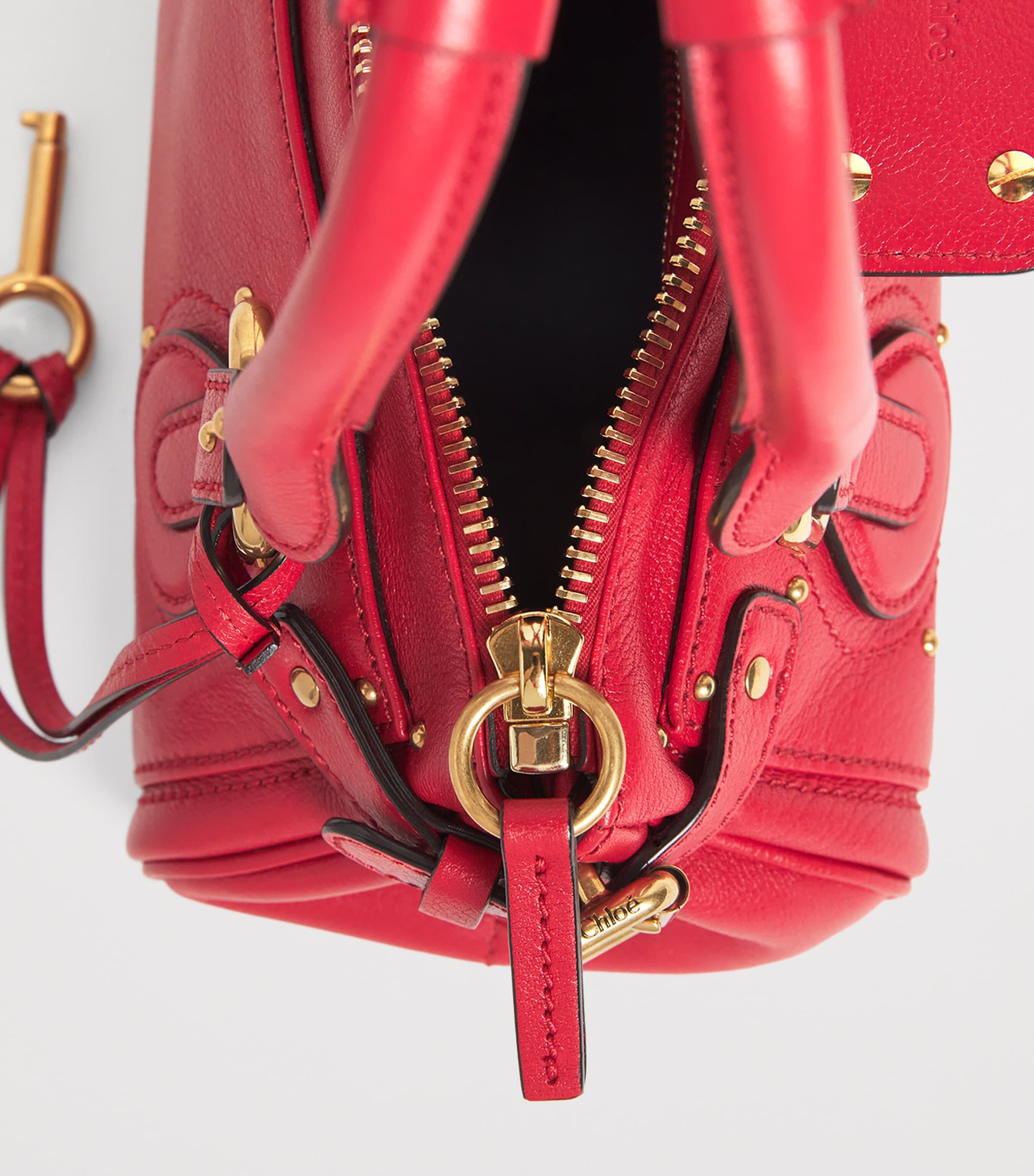 Chloé Small Leather Paddington Top-Handle Bag Tulip Red Image 3