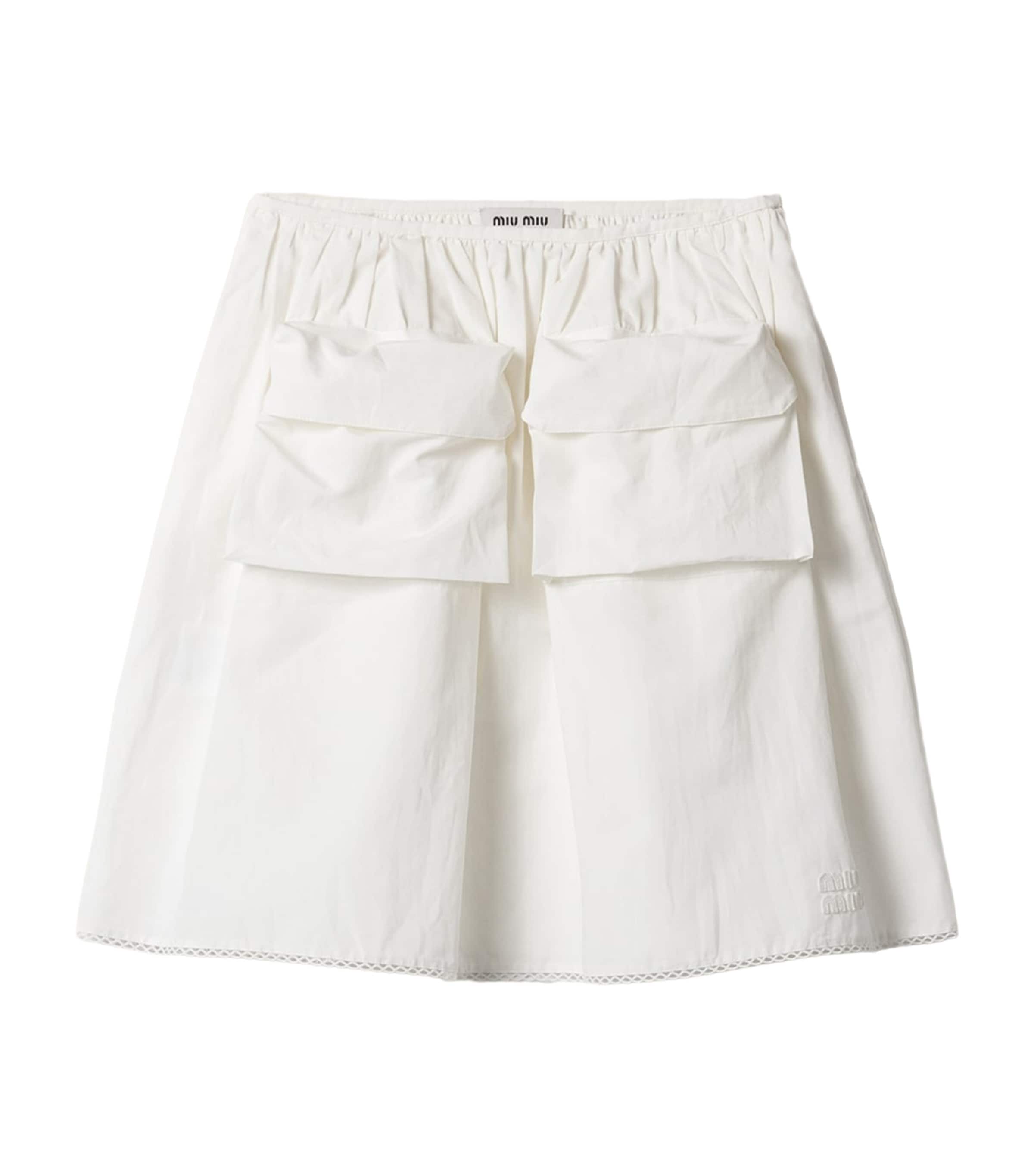 Miu Miu Womens Cotton-Linen Slubbed Midi Skirt White Image 1