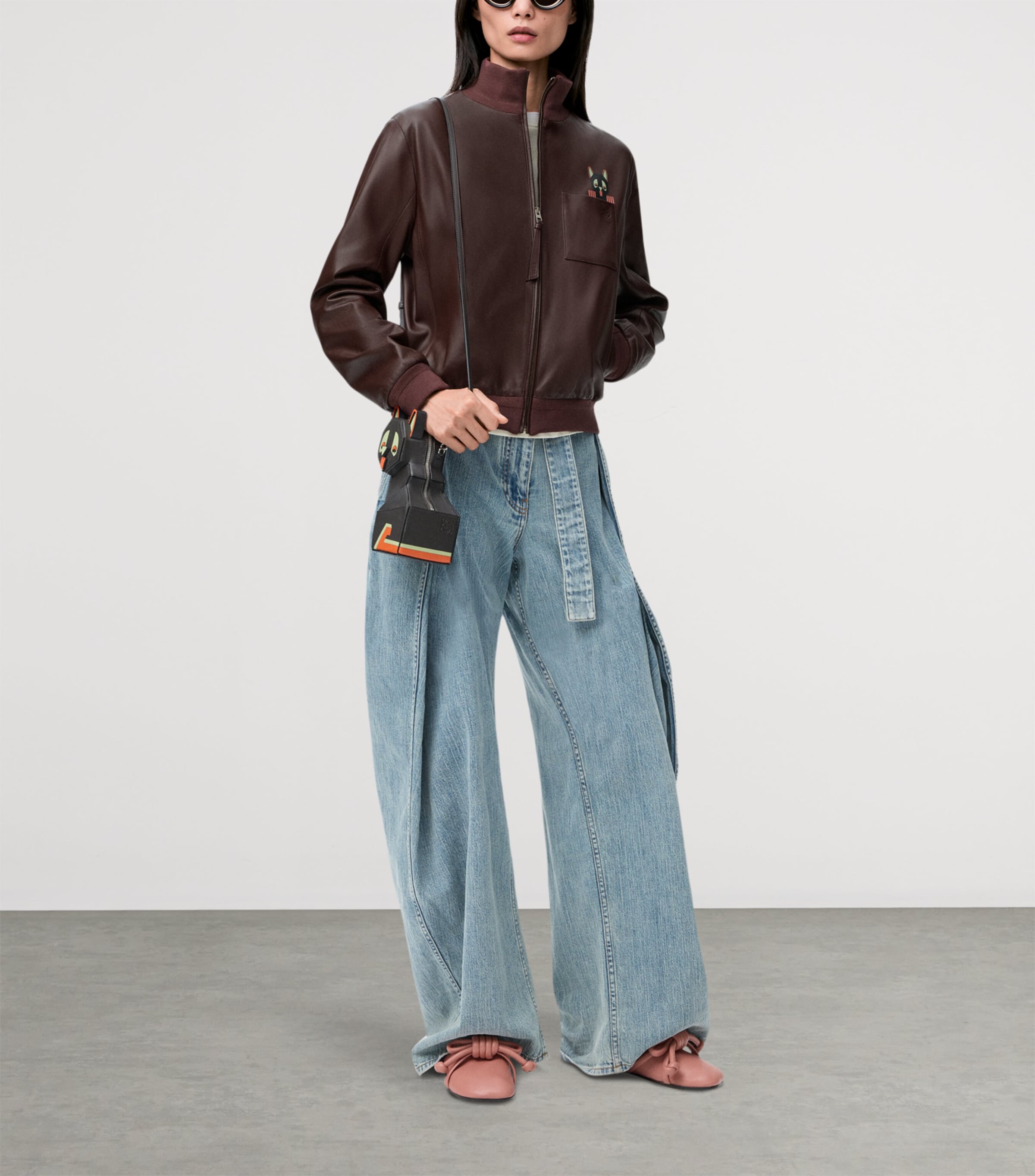 Cropped Nappa Leather Jacket BROWN Image 2