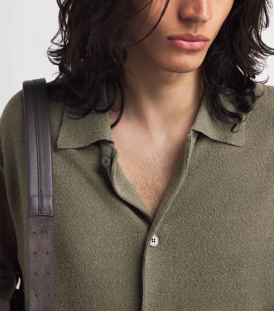 FRAME Mens Silk-Linen-Blend Overshirt Dsbg Image 3