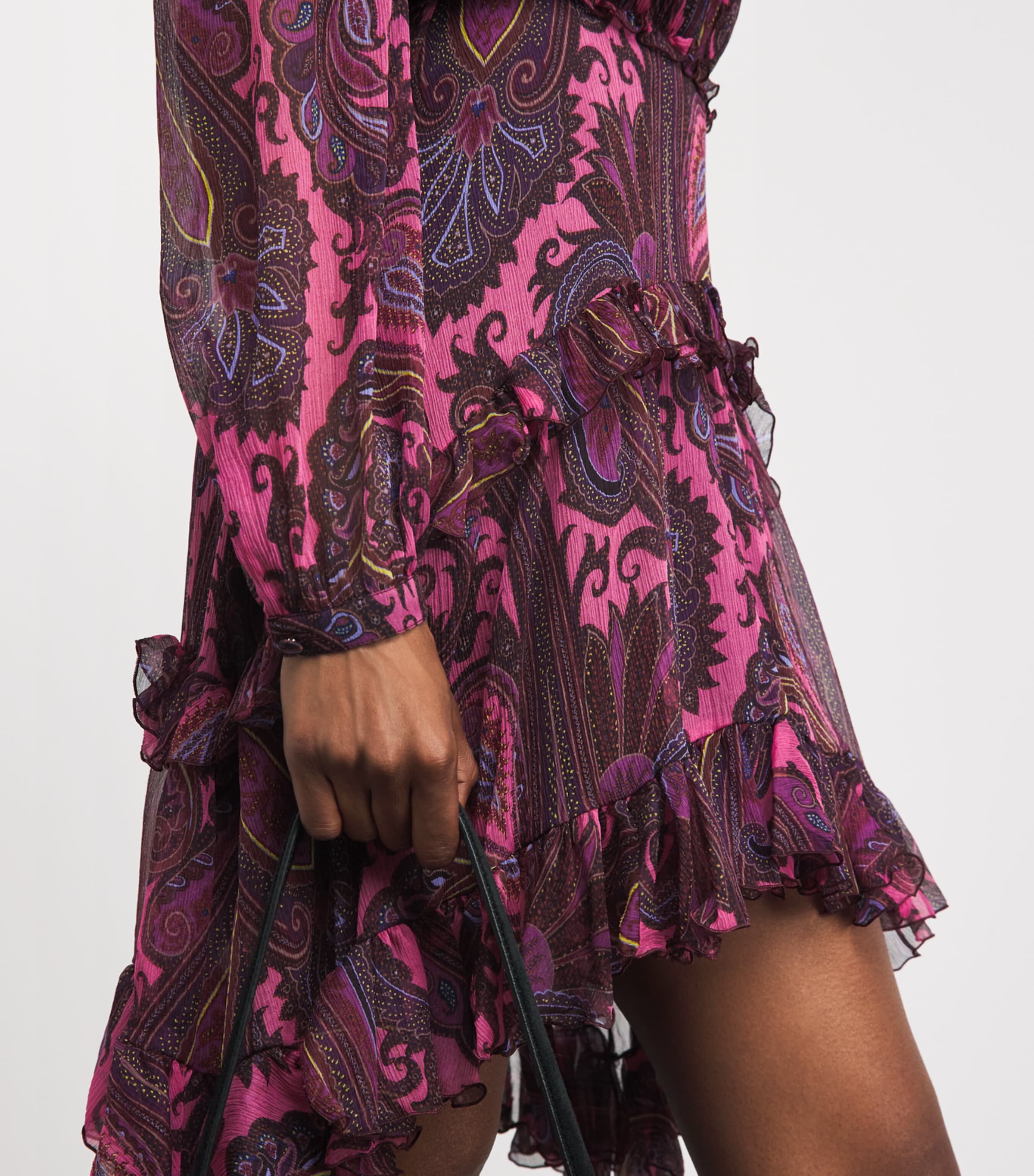 Etro Womens Silk Chiffon Paisley Mini Dress Print/pink Bs Image 4