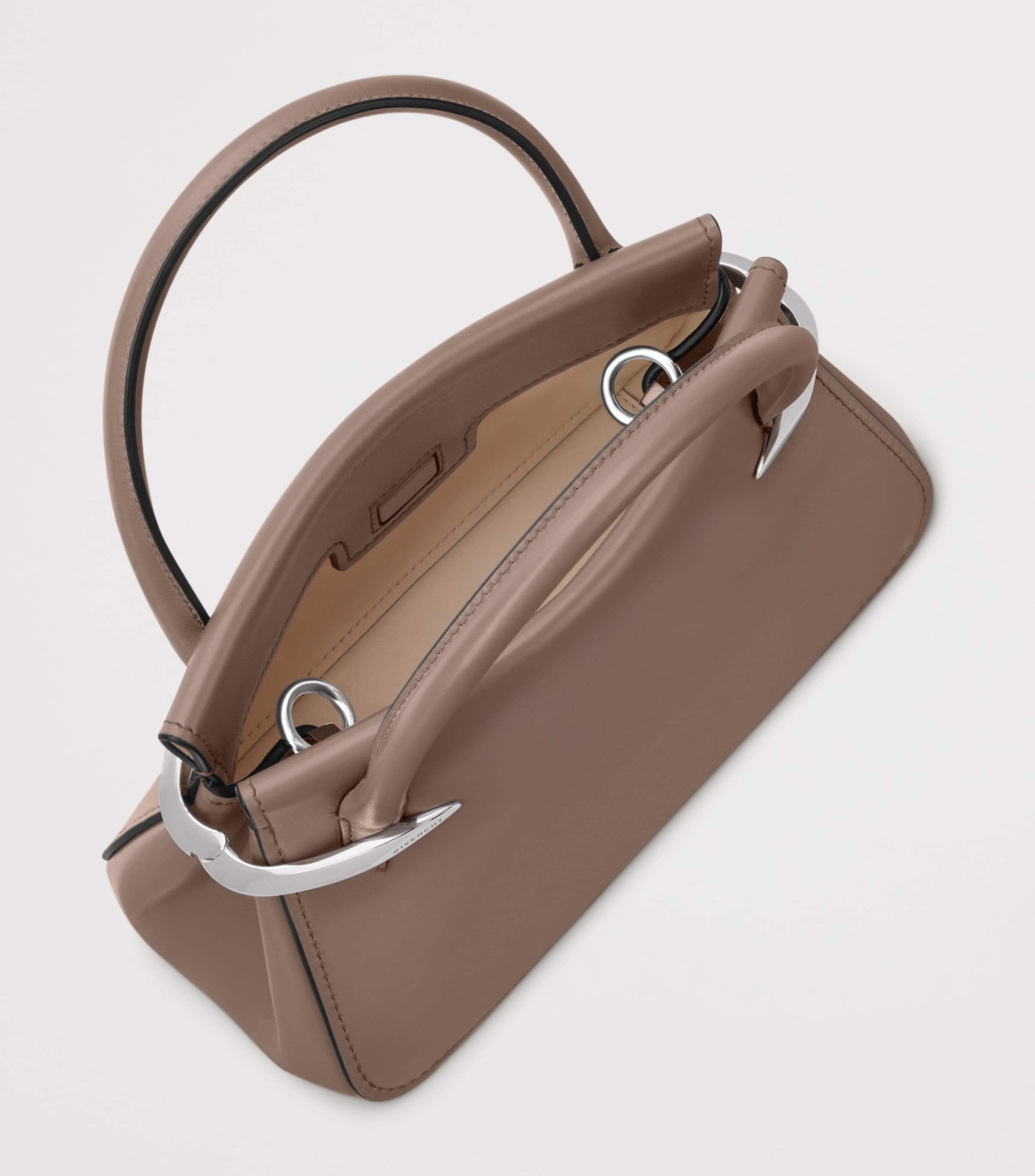 Mini Leather Pinch Top-Handle Bag TAUPE Image 5