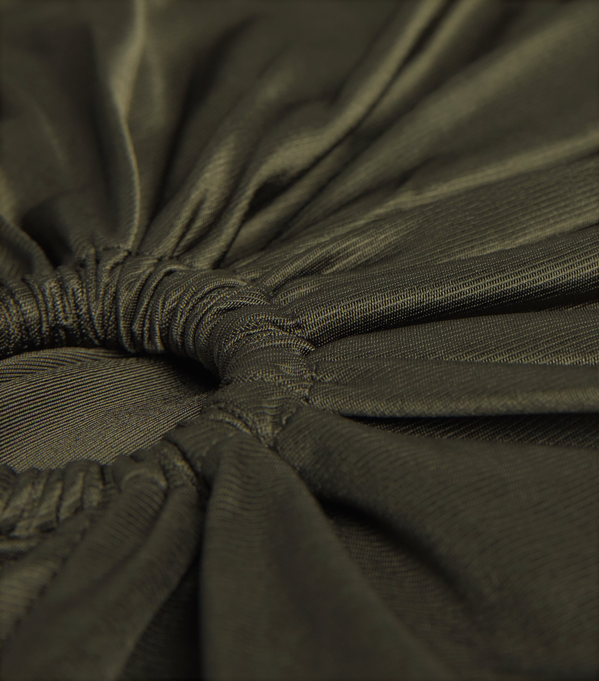 Jersey Ring-Gathered Crop Top P319 NEW KAKI Image 5