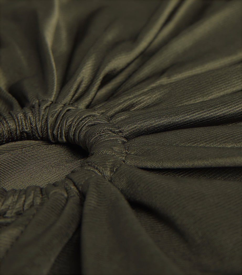 Jersey Ring-Gathered Crop Top P319 NEW KAKI Image 5