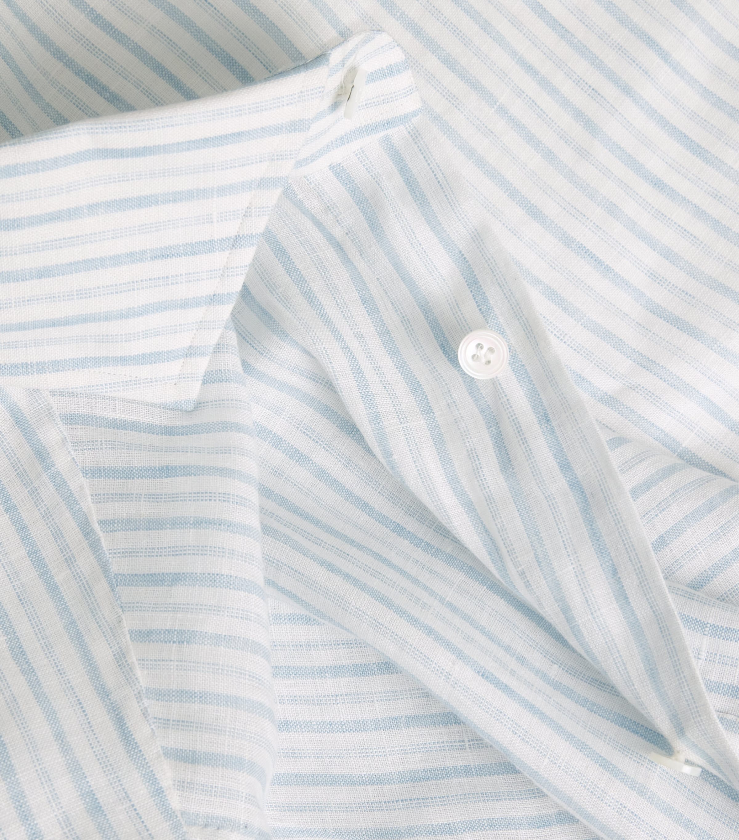 100HANDS Mens Linen Stripe Shirt Blue White Image 6