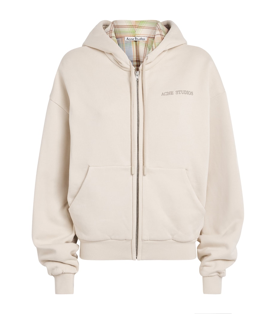 Acne Studios Womens Cotton Logo Hoodie Pebble Beige Image 1
