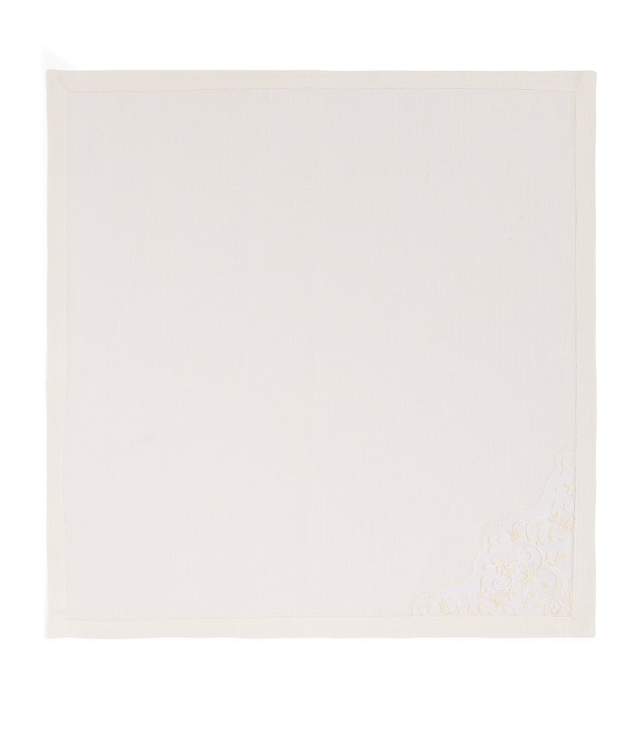 Linen Lace-Trim Elite Napkin (45cm x 45cm) IVORY/IVORY Image 1