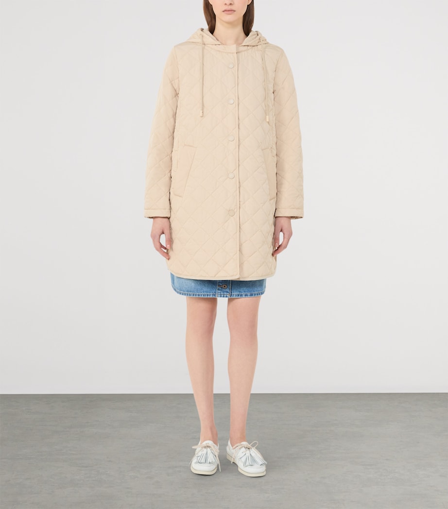 Weekend Max Mara Womens Water-Repellent Quilted Parka Coat Sand Image 2