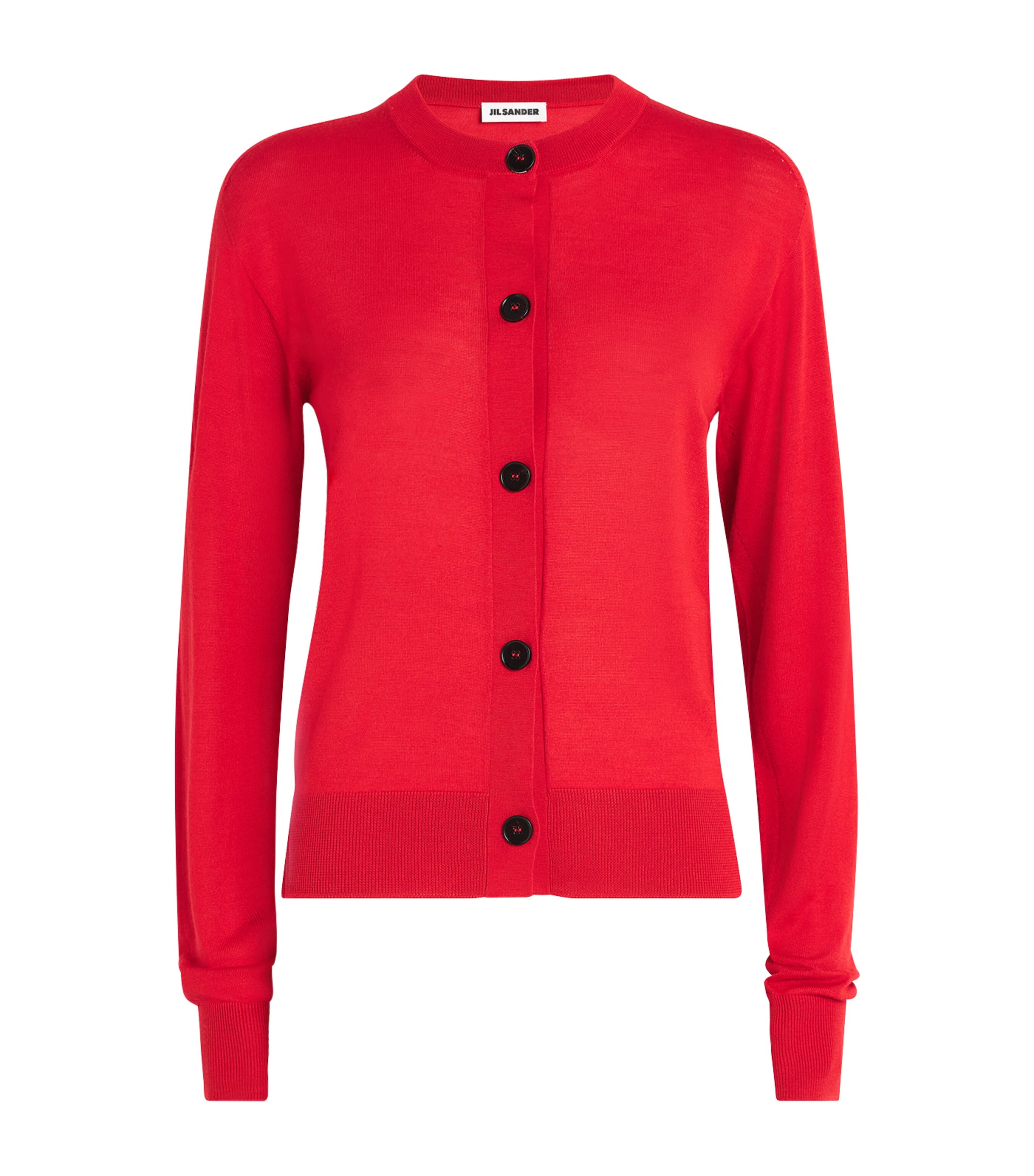 Jil Sander Wool-cashmere-silk Cardigan In Red