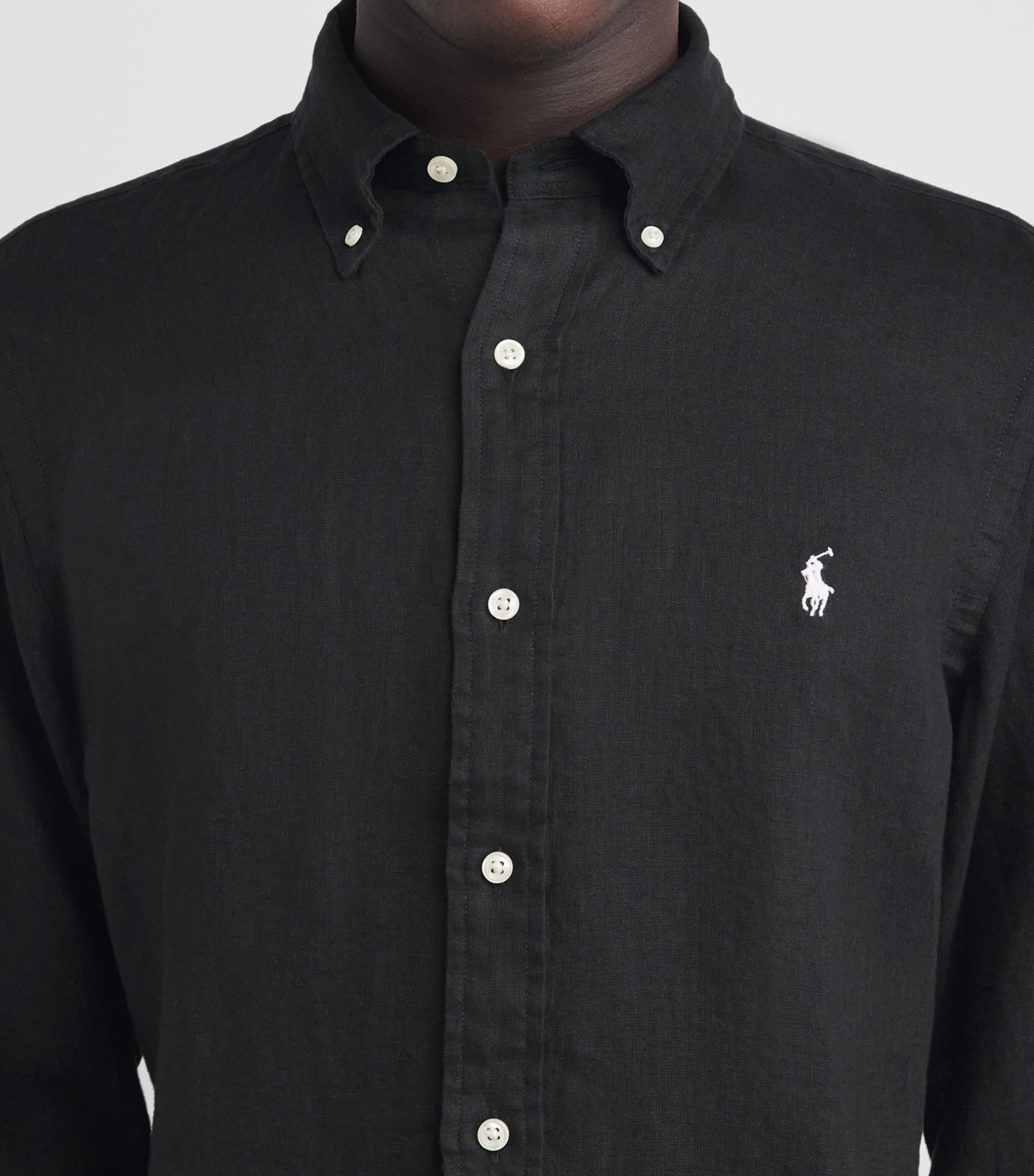 Polo Ralph Lauren Mens Linen Custom-Fit Polo Pony Shirt Polo Black Image 3