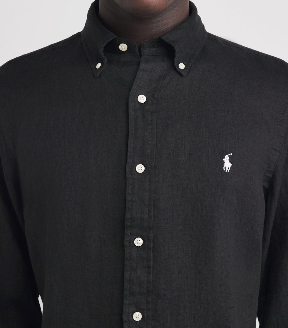 Polo Ralph Lauren Mens Linen Custom-Fit Polo Pony Shirt Polo Black Image 3