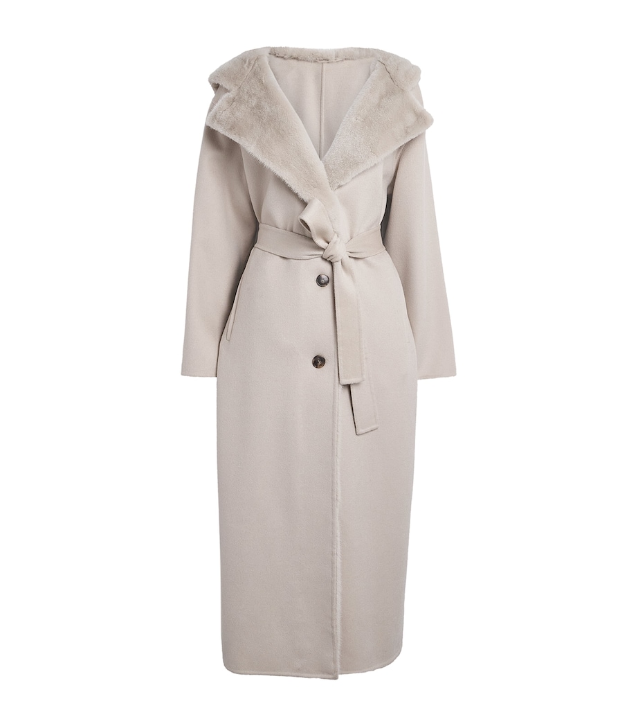 Yves Salomon Womens Hooded Mink Fur-Trim Coat Image 1