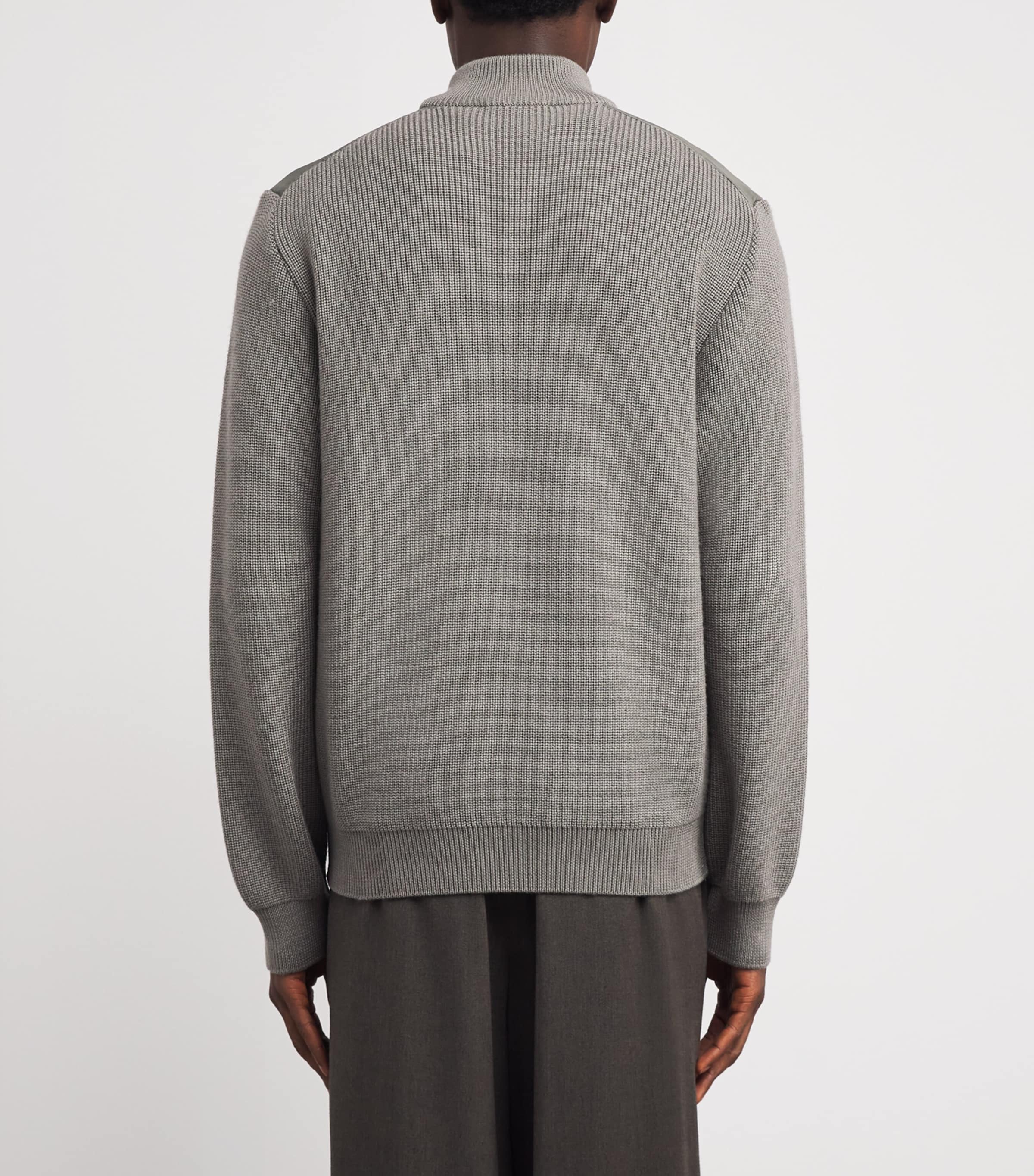 Virgin Wool-Silk Quarter-Zip Sweater 445 GREY-GREEN Image 4