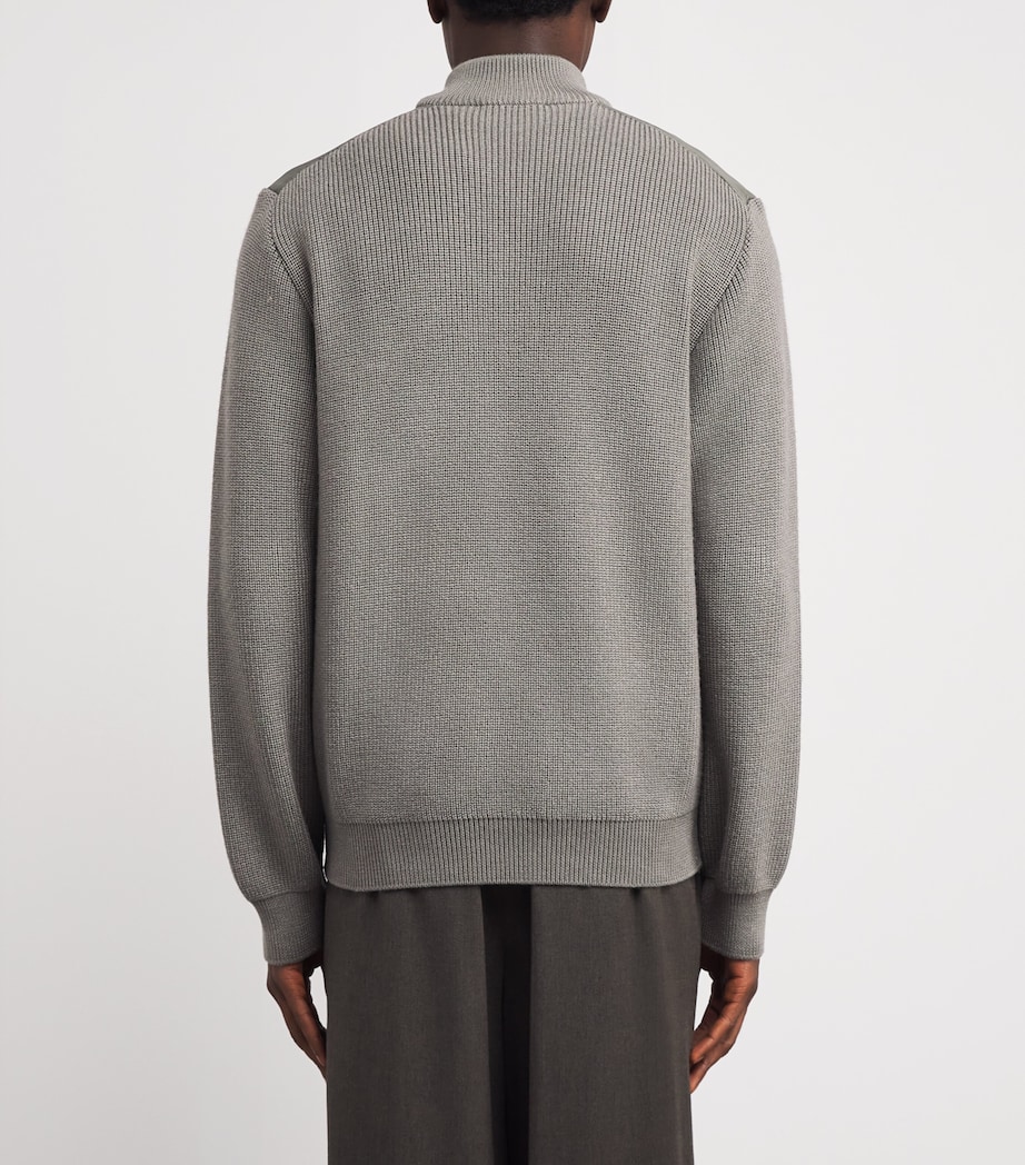 Virgin Wool-Silk Quarter-Zip Sweater 445 GREY-GREEN Image 4