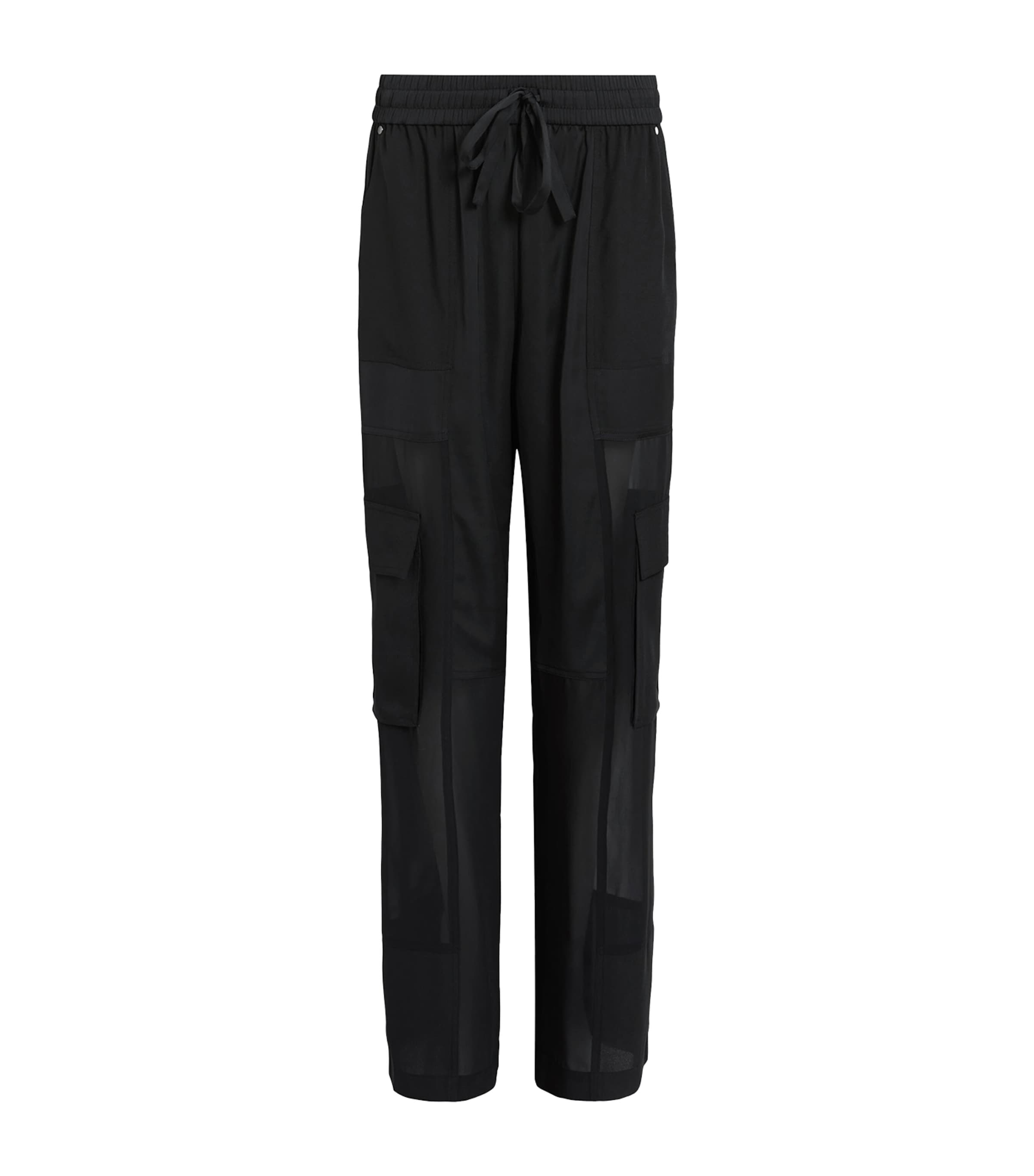 Shop Allsaints Semi-sheer Jody Cargo Trousers In Black