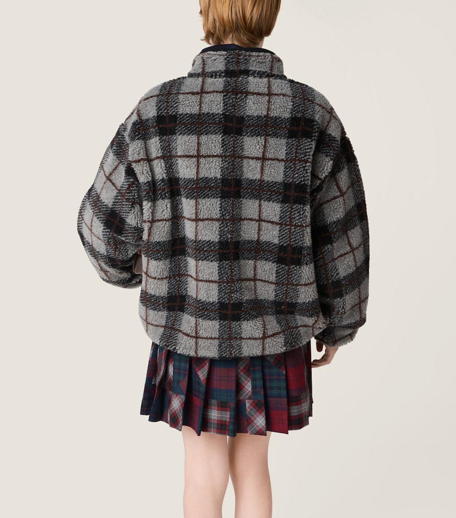 Miu Miu Womens Fleece Check Zip-Up Jacket Image 3
