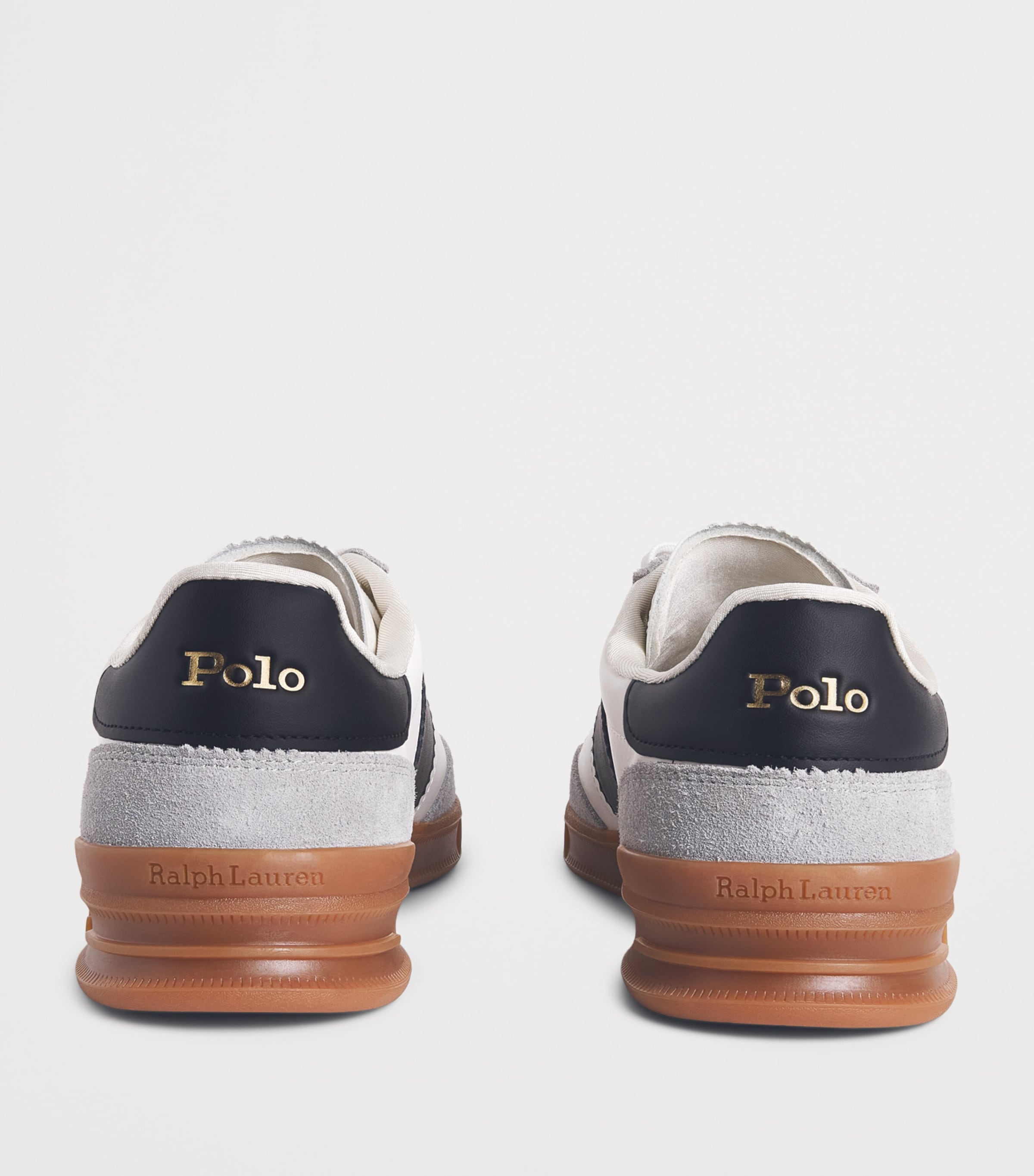 Polo Ralph Lauren Leather-Blend Heritage Court Sneakers White/black/sft Grey Image 5