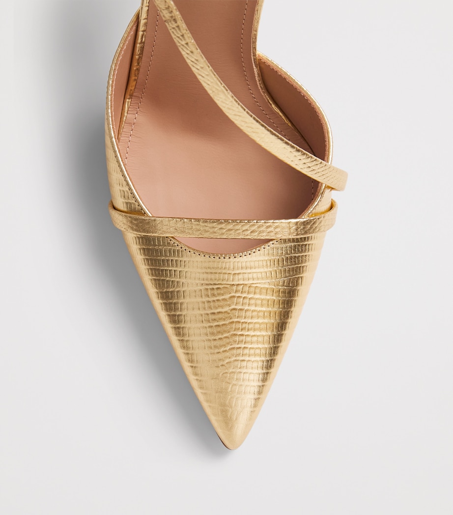 Malone Souliers x Harrods Exclusive Metallic Leather Embossed Valeria Slingback Pumps 90 Antique Gold Image 6