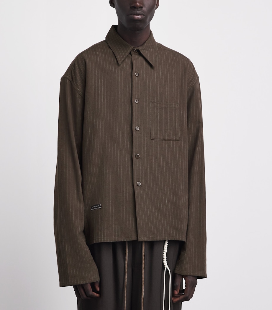 Song For The Mute Mens Stripe School Shirt Khaki Image 4