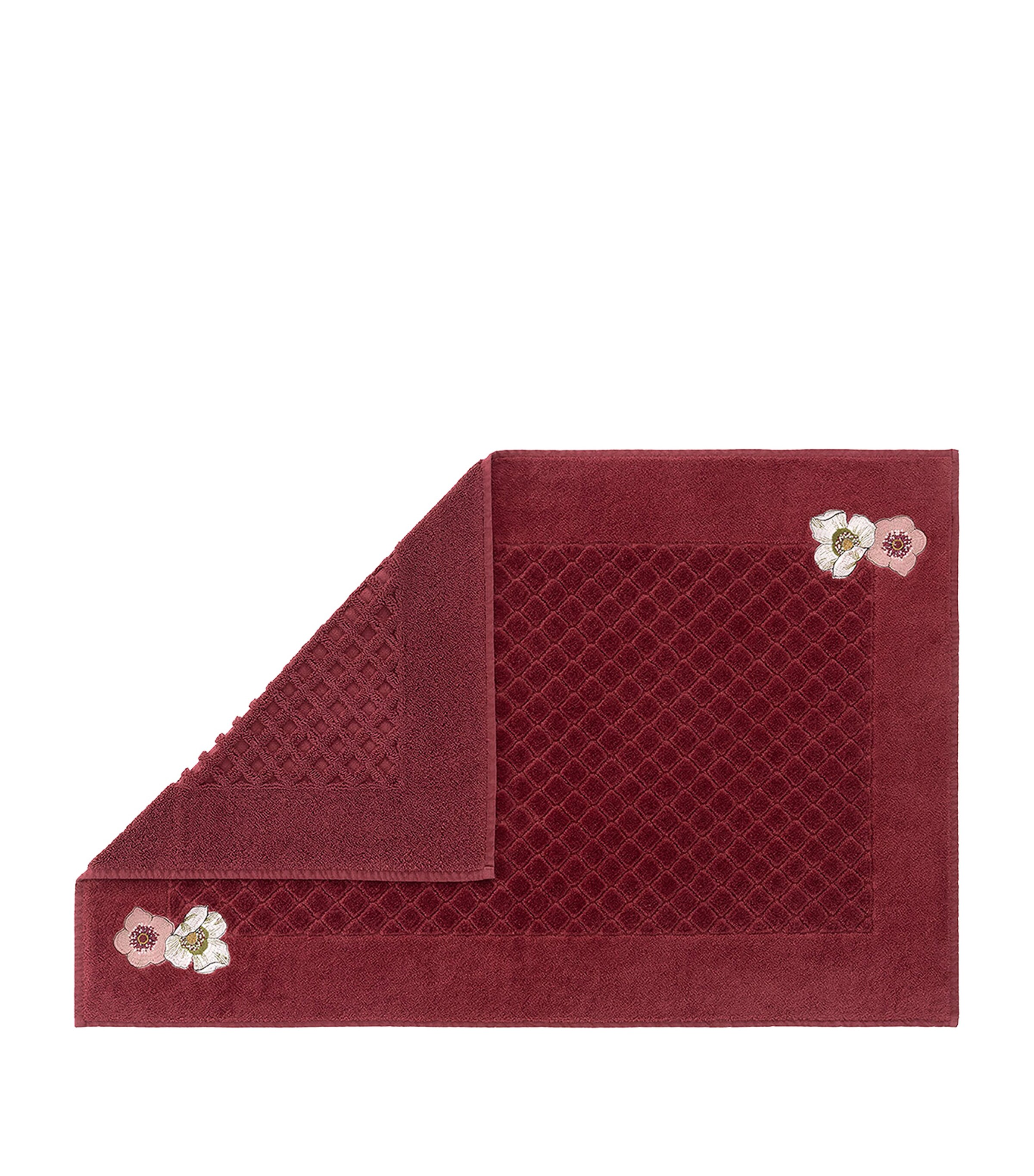 Yves Delorme Corolles Bath Mat (55cm x 90cm) Burgandy Image 2