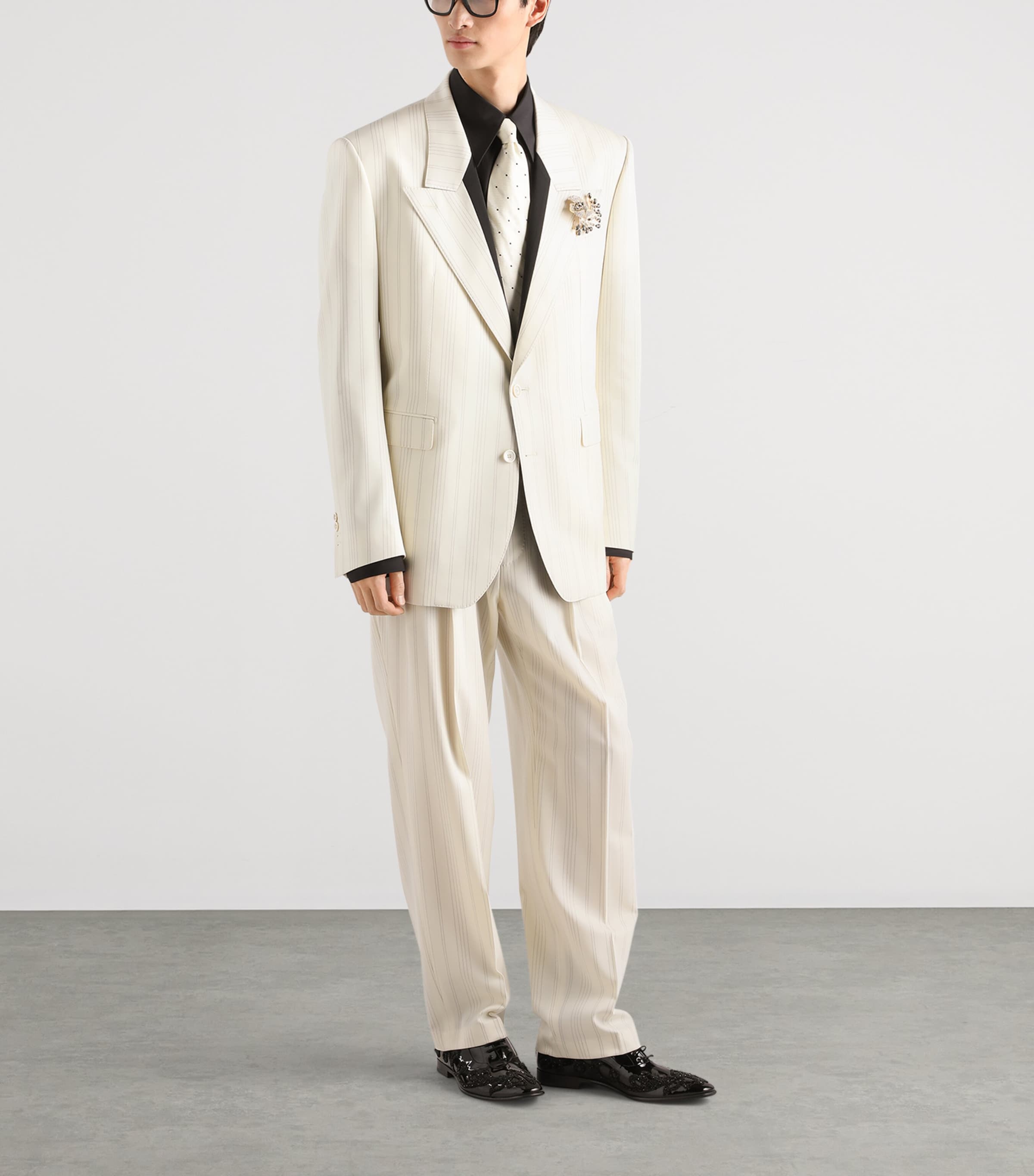 Dolce&Gabbana Mens Virgin Wool Pinstripe Double-Breasted Blazer Striped Image 2