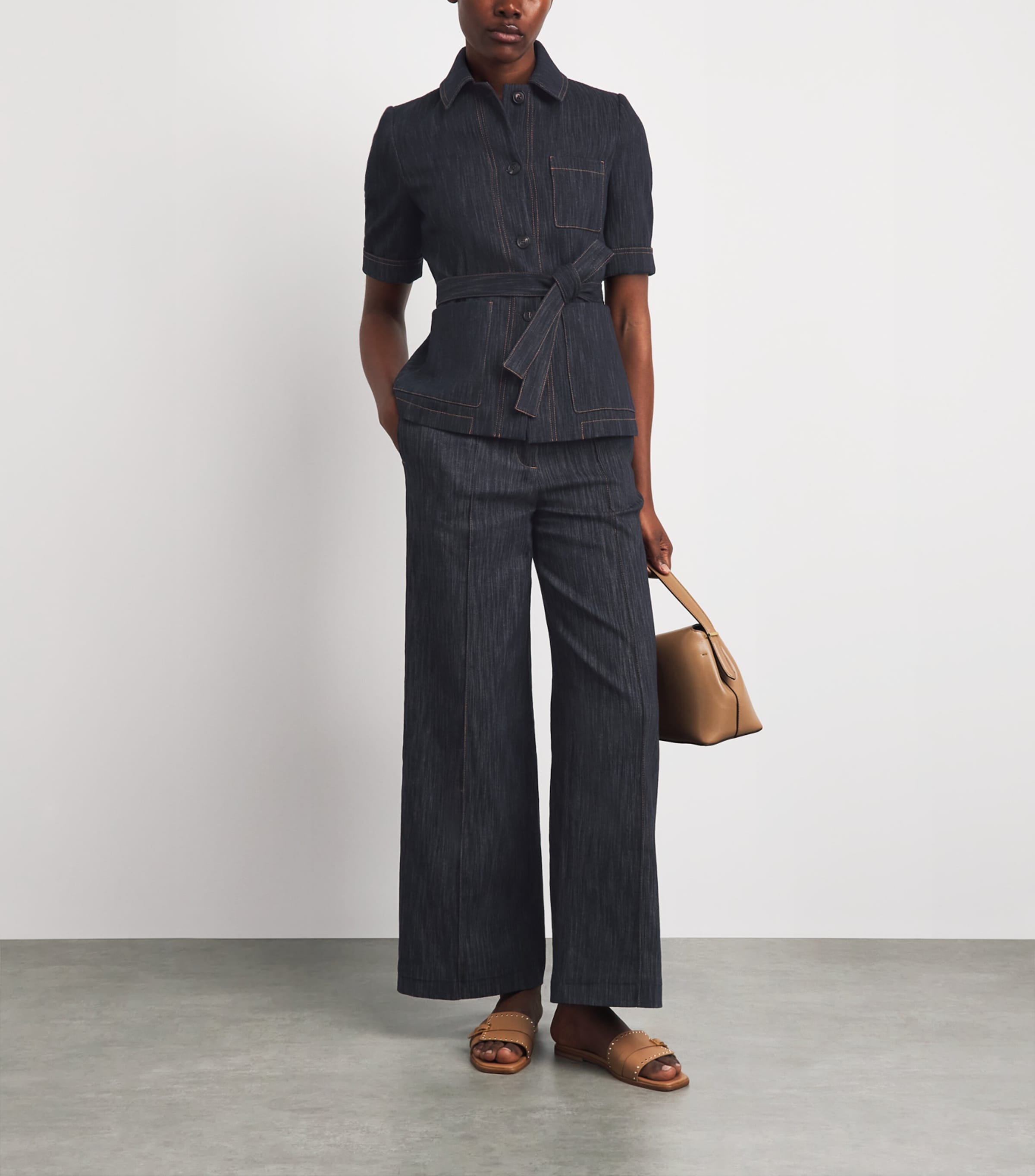 Eleventy Womens Tie-Waist Blouse Blu Image 2