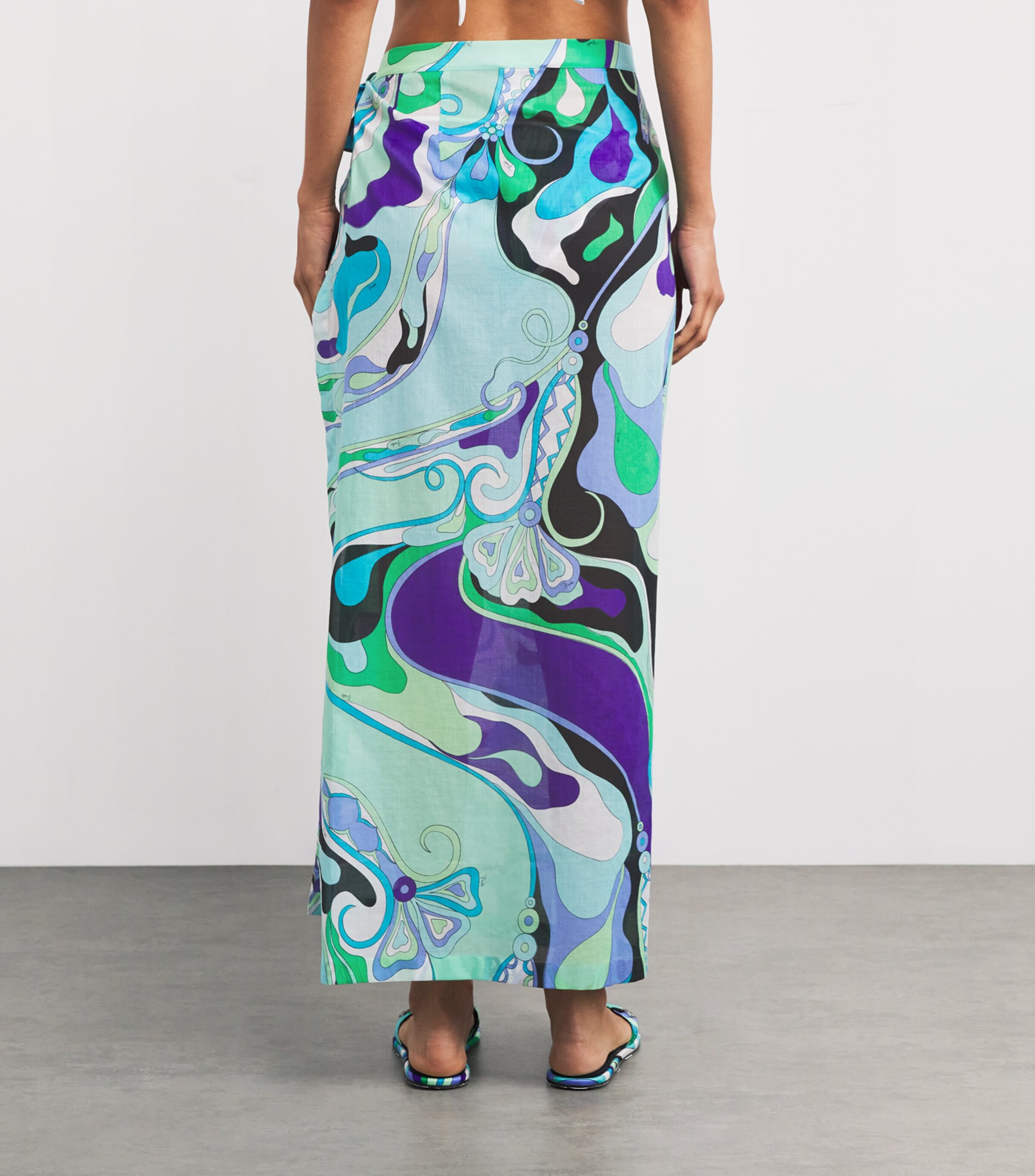 Cotton Tie-Side Pareo 025 VERDE/LILLA Image 4