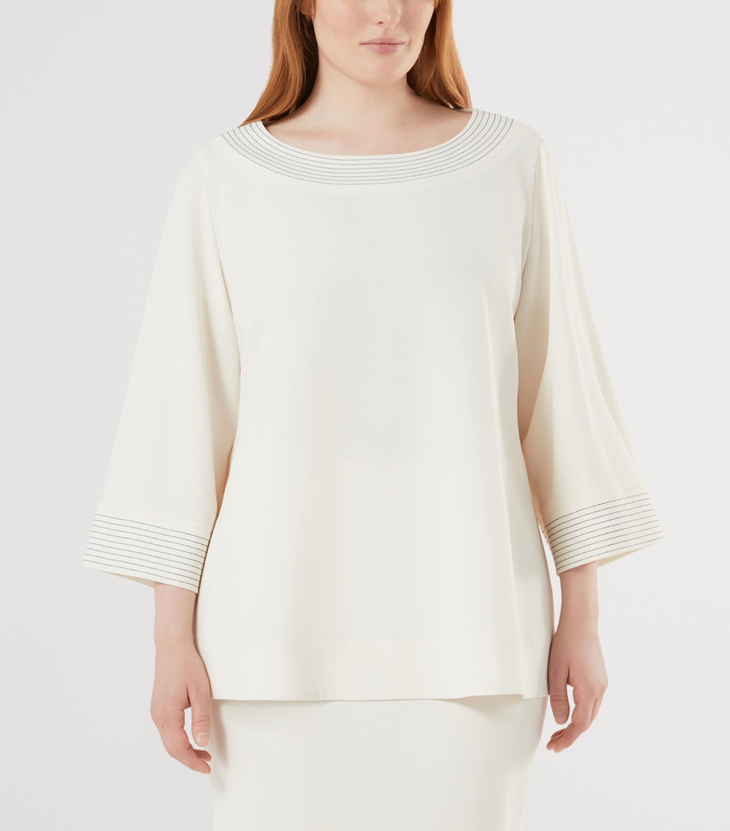 Marina Rinaldi Womens Scoop-Neck Blouse Ivory Image 2