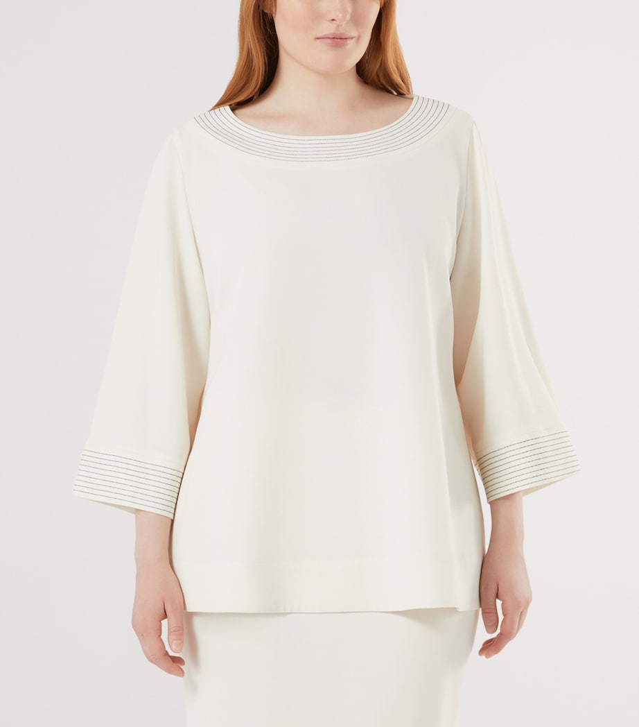 Marina Rinaldi Womens Scoop-Neck Blouse Ivory Image 2
