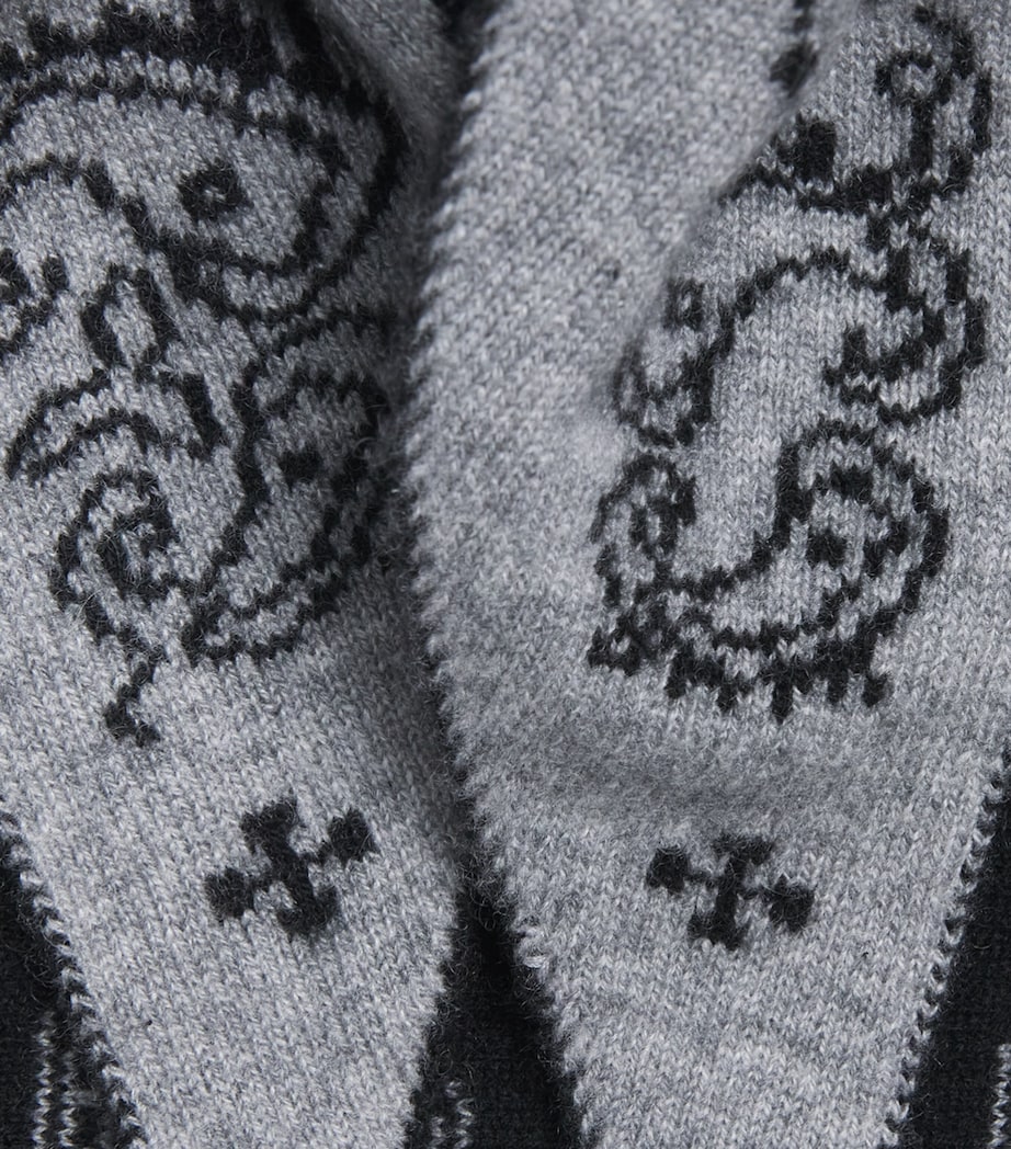 Guest In Residence Cashmere Paisley Wild Rag Scarf Black/heather Grey Image 2