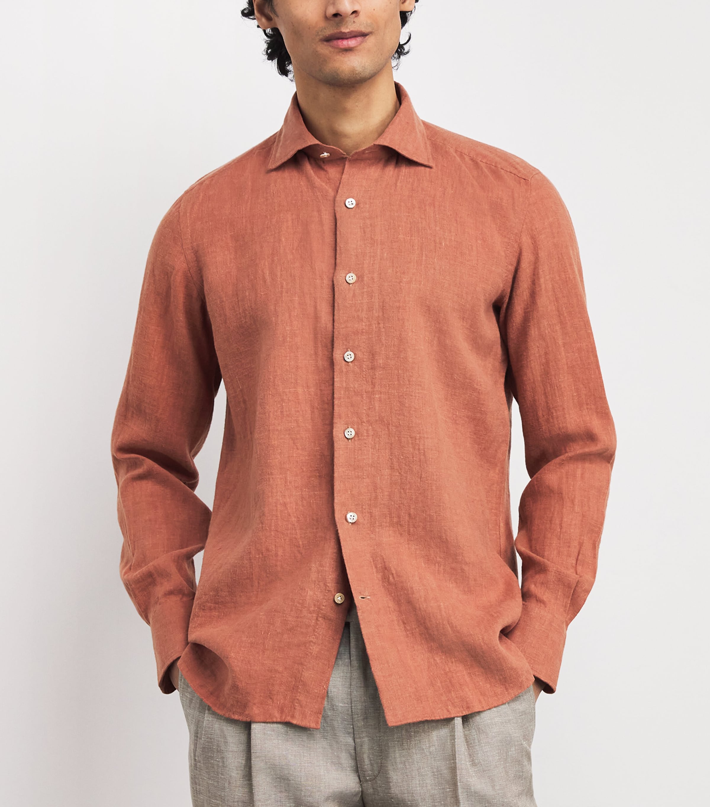 Brushed Linen Shirt TERRACOTA Image 3