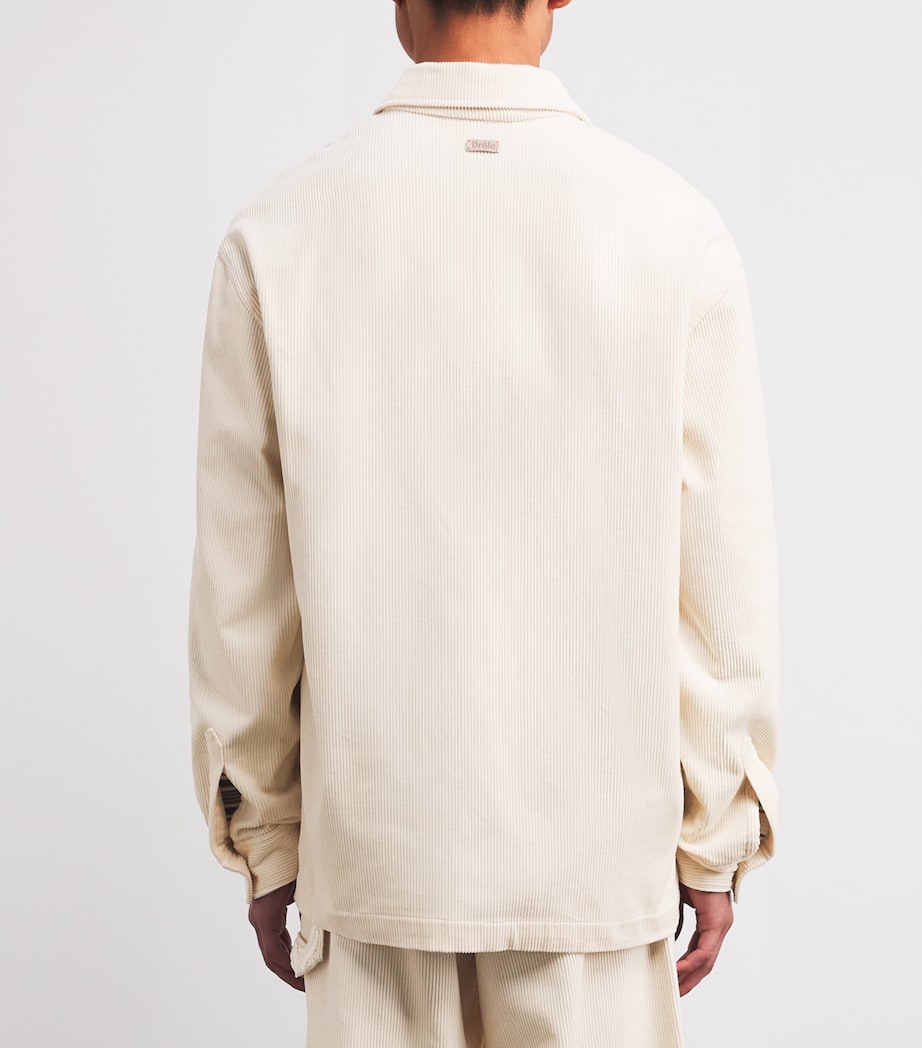 Drôle De Monsieur Mens Cotton Corduroy Overshirt Ec / Ecru Image 4