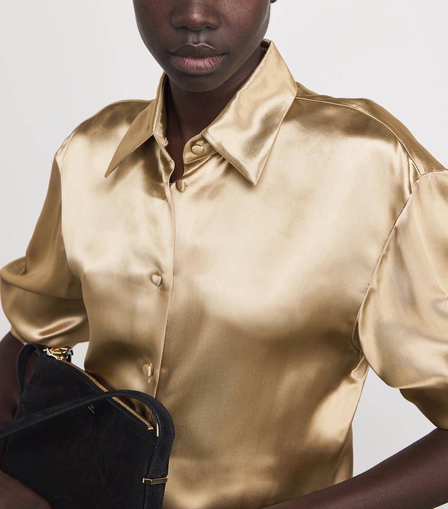 Satin Cinched-Waist Shirt NATURAL Image 6
