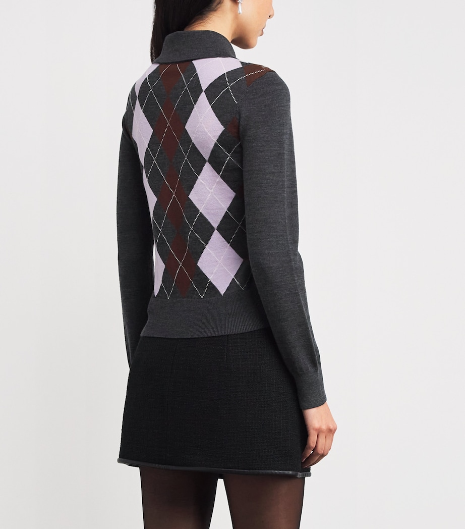 Wool Argyle Sweater GREY Image 4
