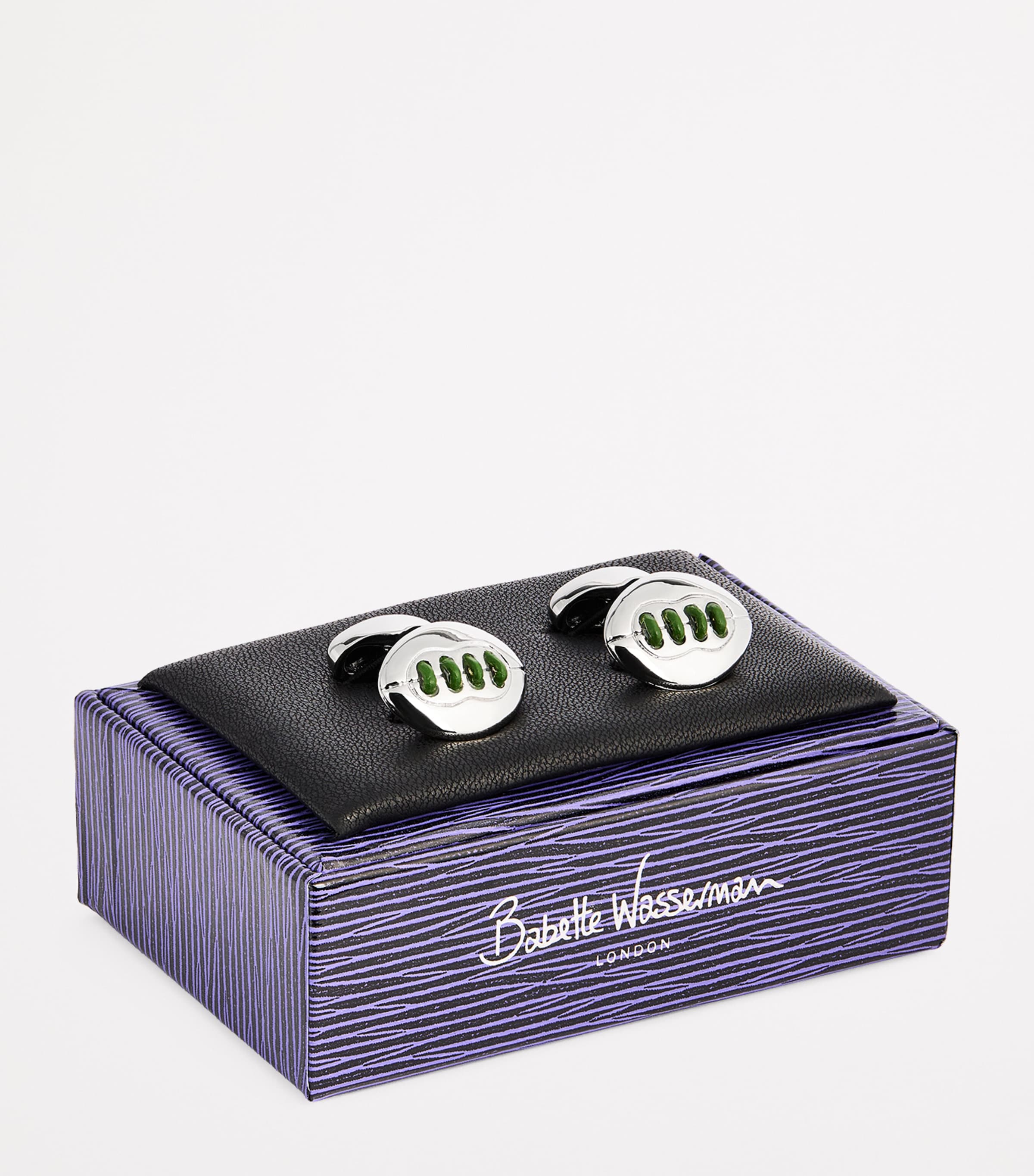 Babette Wasserman Thread-Detail American Football Cufflinks Silver Image 3