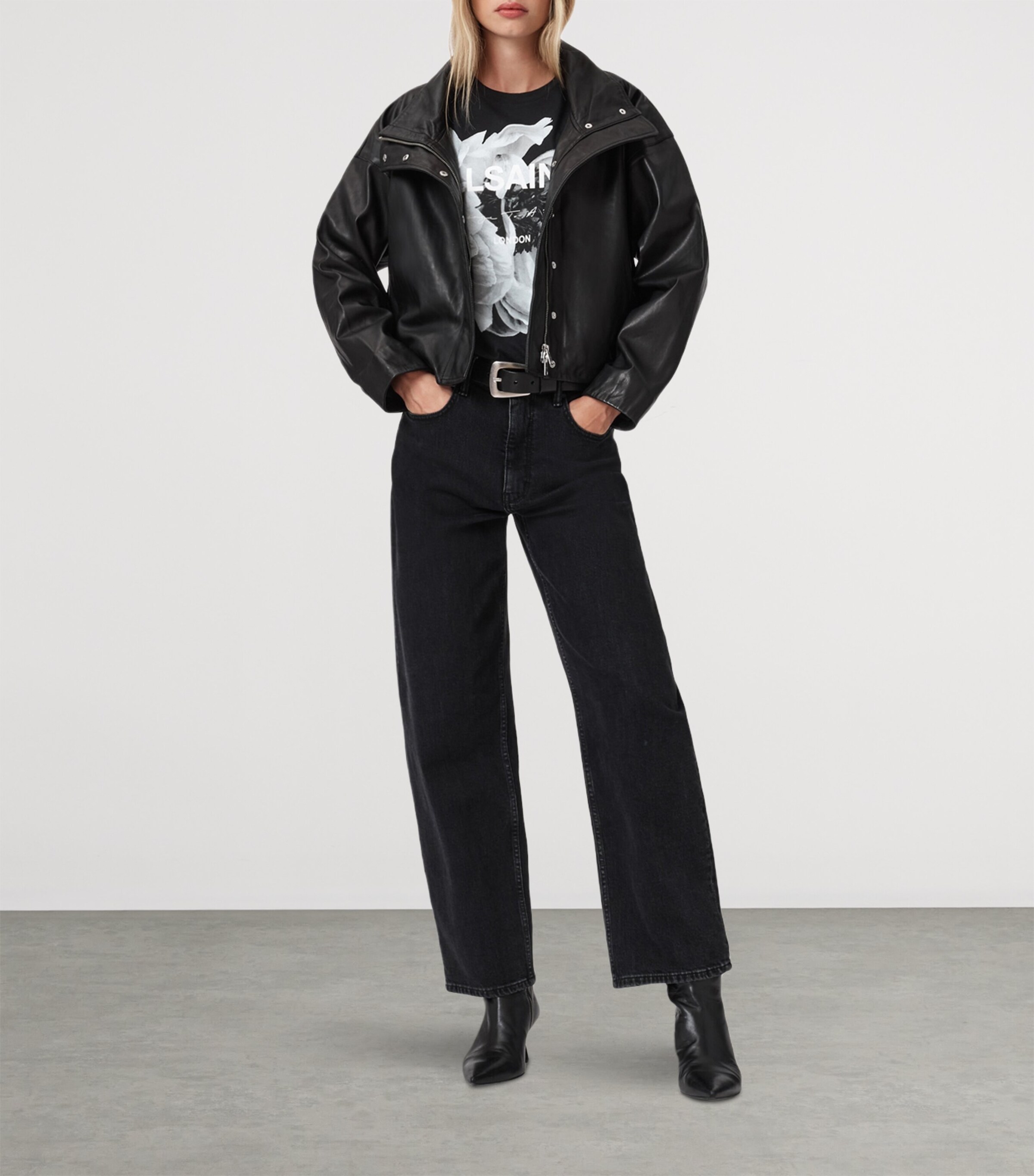 AllSaints Womens Organic Cotton Lena Anna T-Shirt Black Image 3