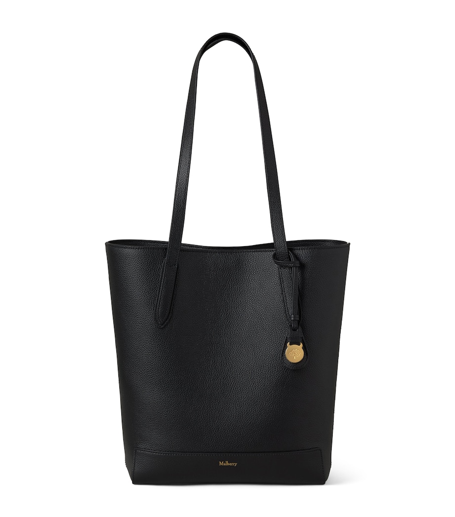 Leather North South Tote Bag BLACK Image 1
