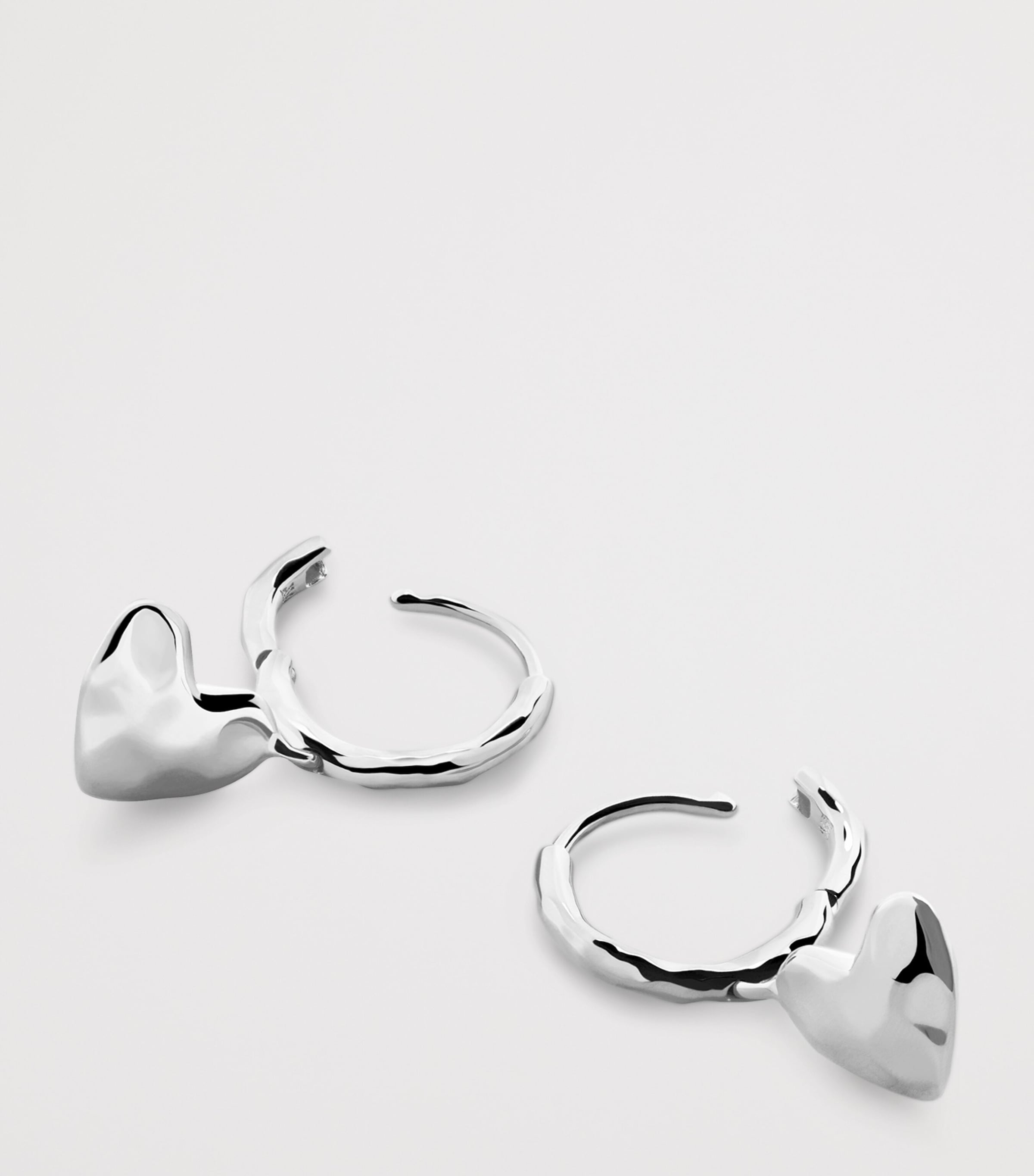 Sterling Silver Heart Drop Huggie Earrings STERLING SILVER Image 2