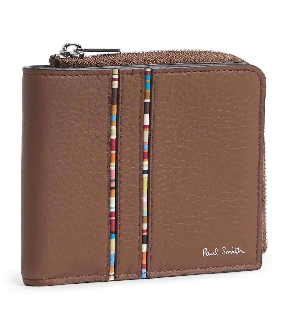 Leather Signature Stripe Bifold Wallet 62_TAN Image 1