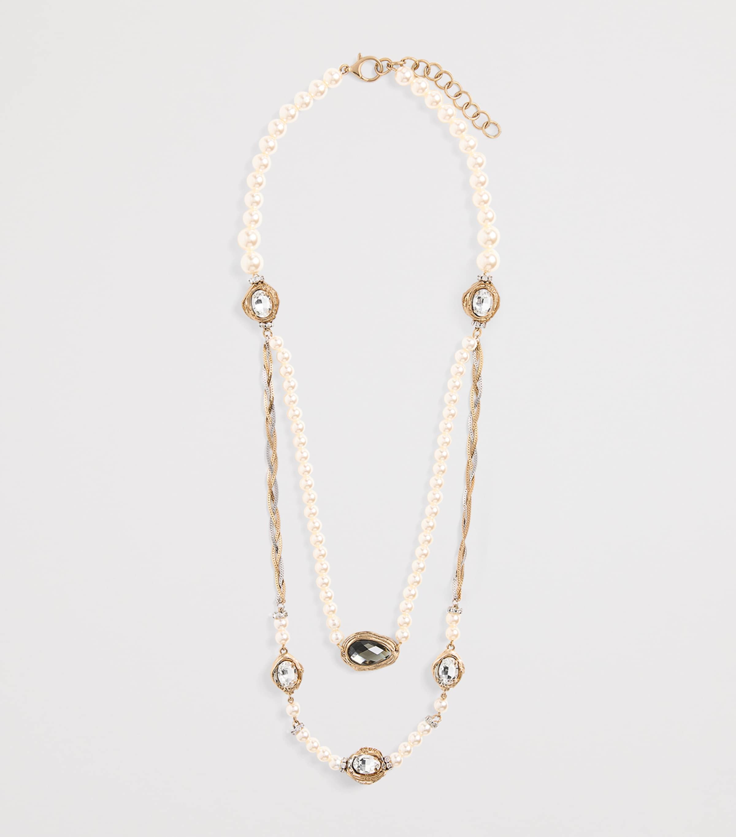 Weekend Max Mara Embellished Layered Necklace In White