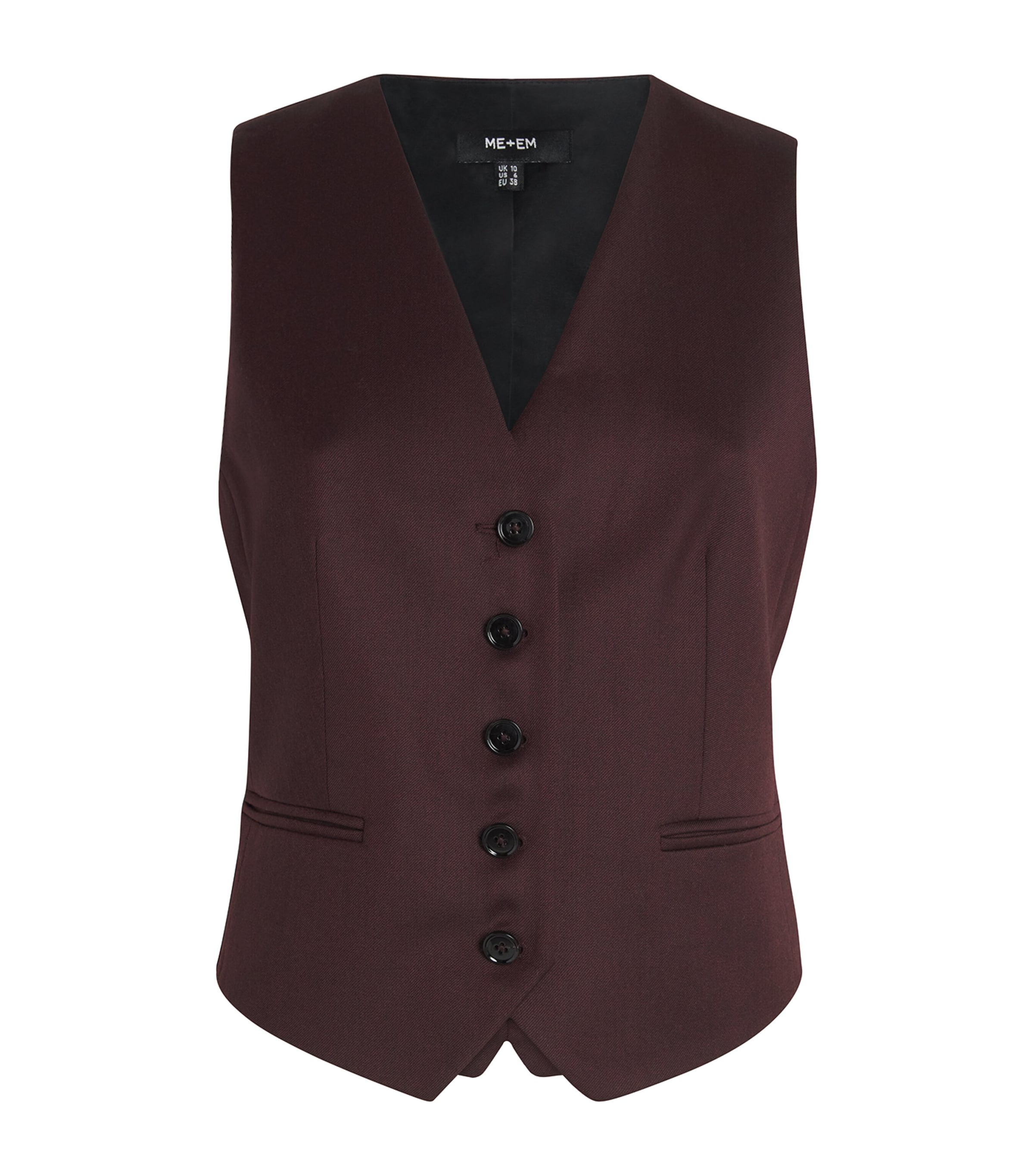 Me+em Wool-blend Waistcoat In Burgundy
