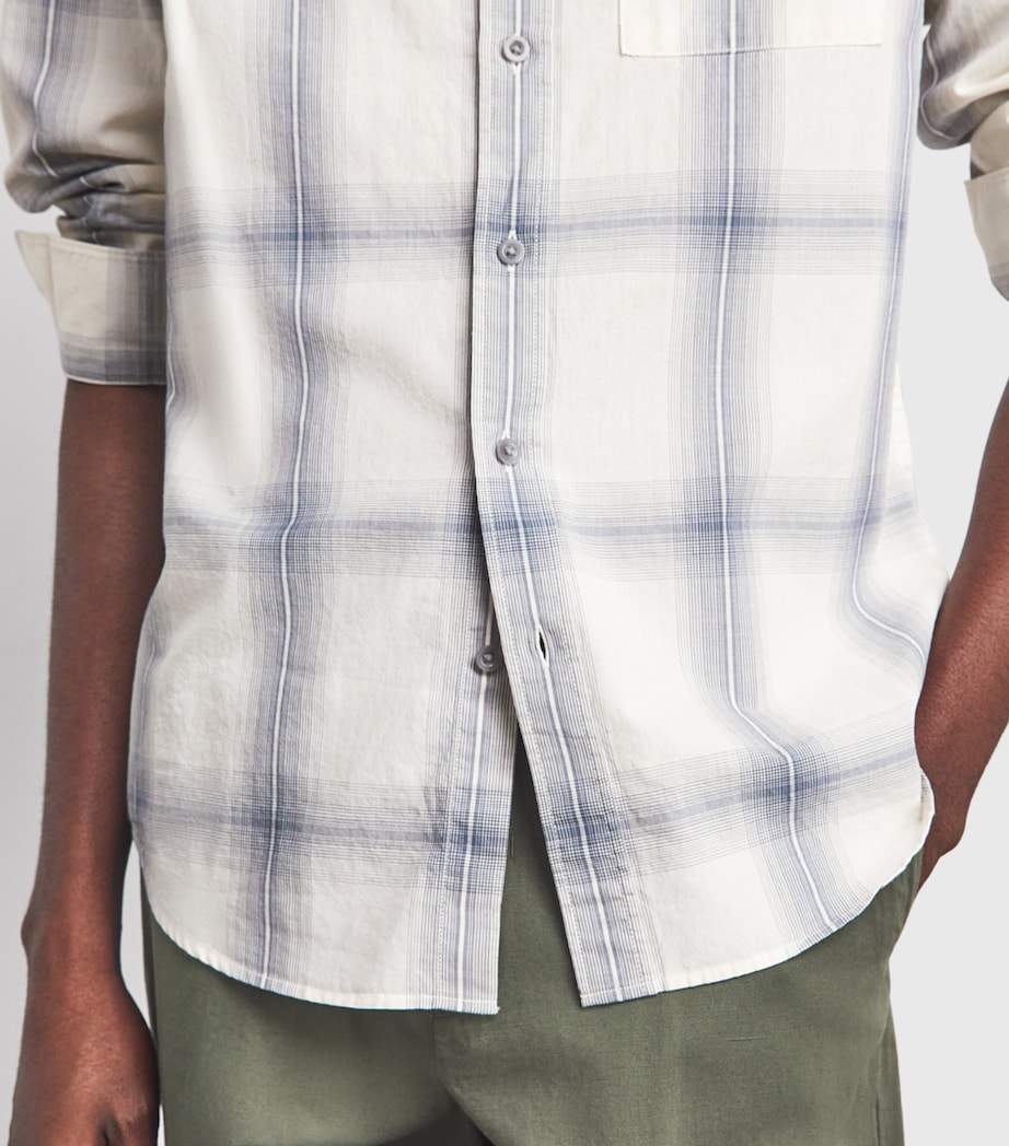 Vince Mens Cotton Check Townes Shirt Blanco/hawk Blue Image 3